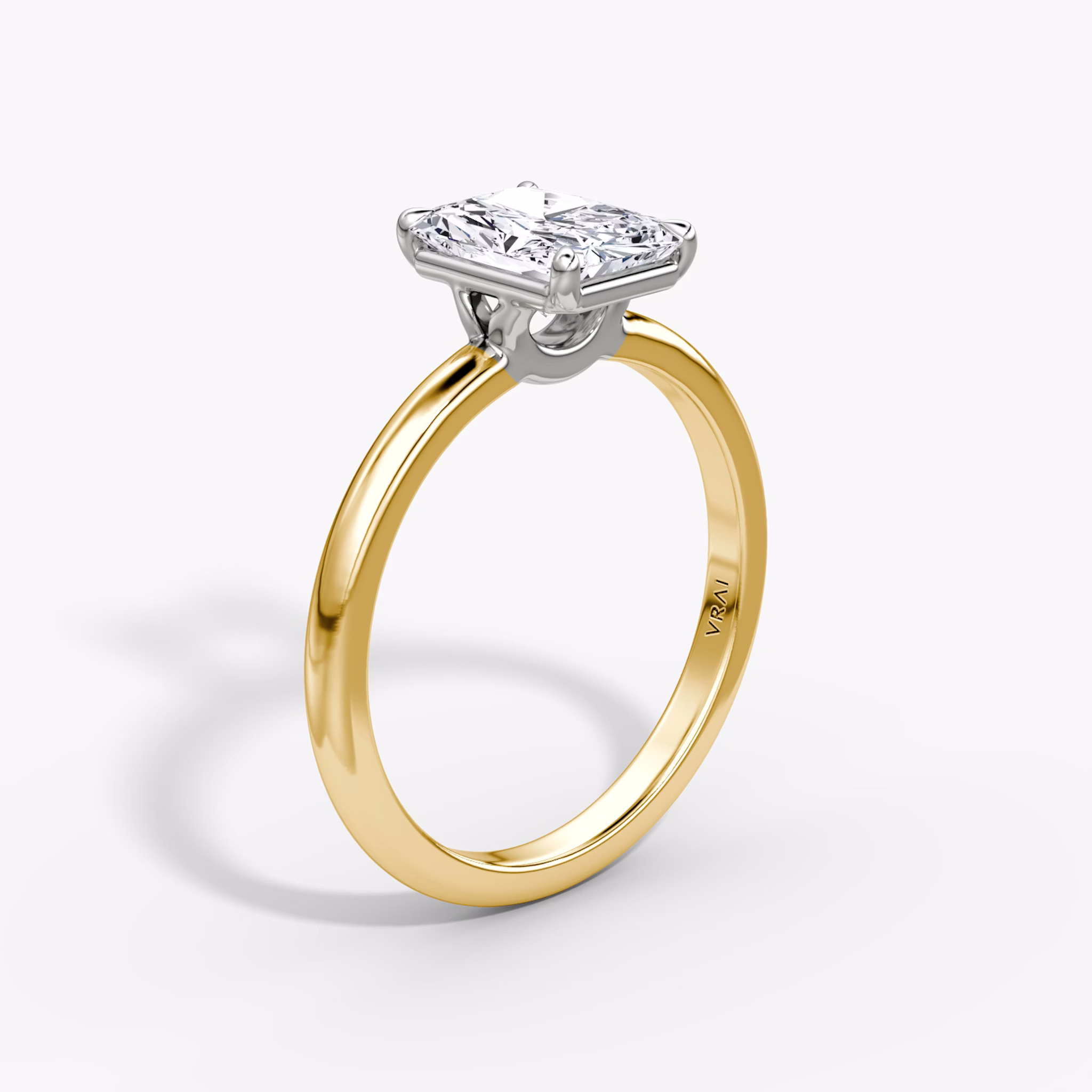 The Signature | Radiant | 18k | Yellow Gold and Platinum | bandAccent: Plain | bandWidth: standard | hiddenHalo: no | diamondOrientation: vertical | caratWeight: other