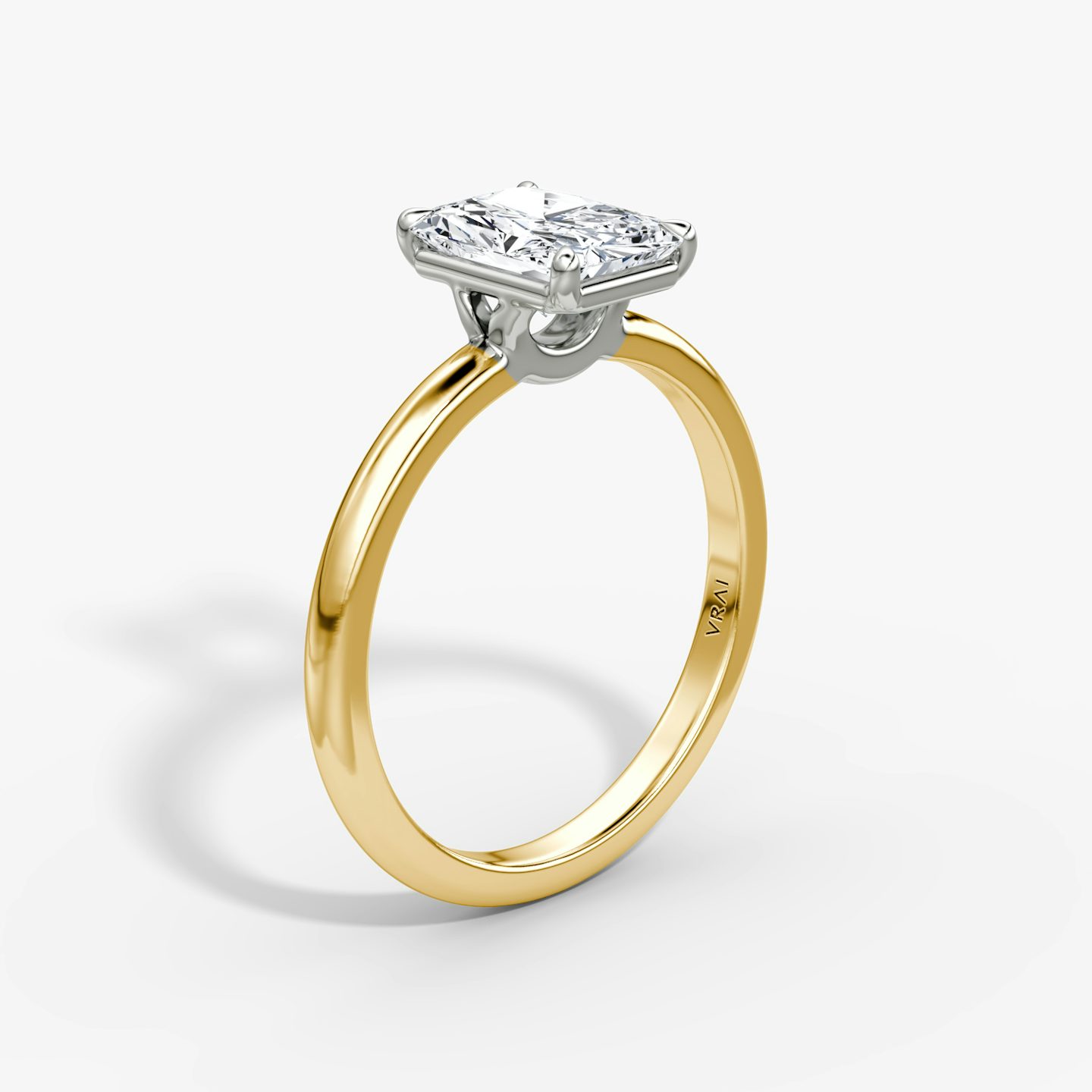 Signature | Radiant | 18k | Gelbgold und Platin | bandAccent: Ohne Pavé-Besatz | bandWidth: standard | hiddenHalo: no | diamondOrientation: vertical | caratWeight: other