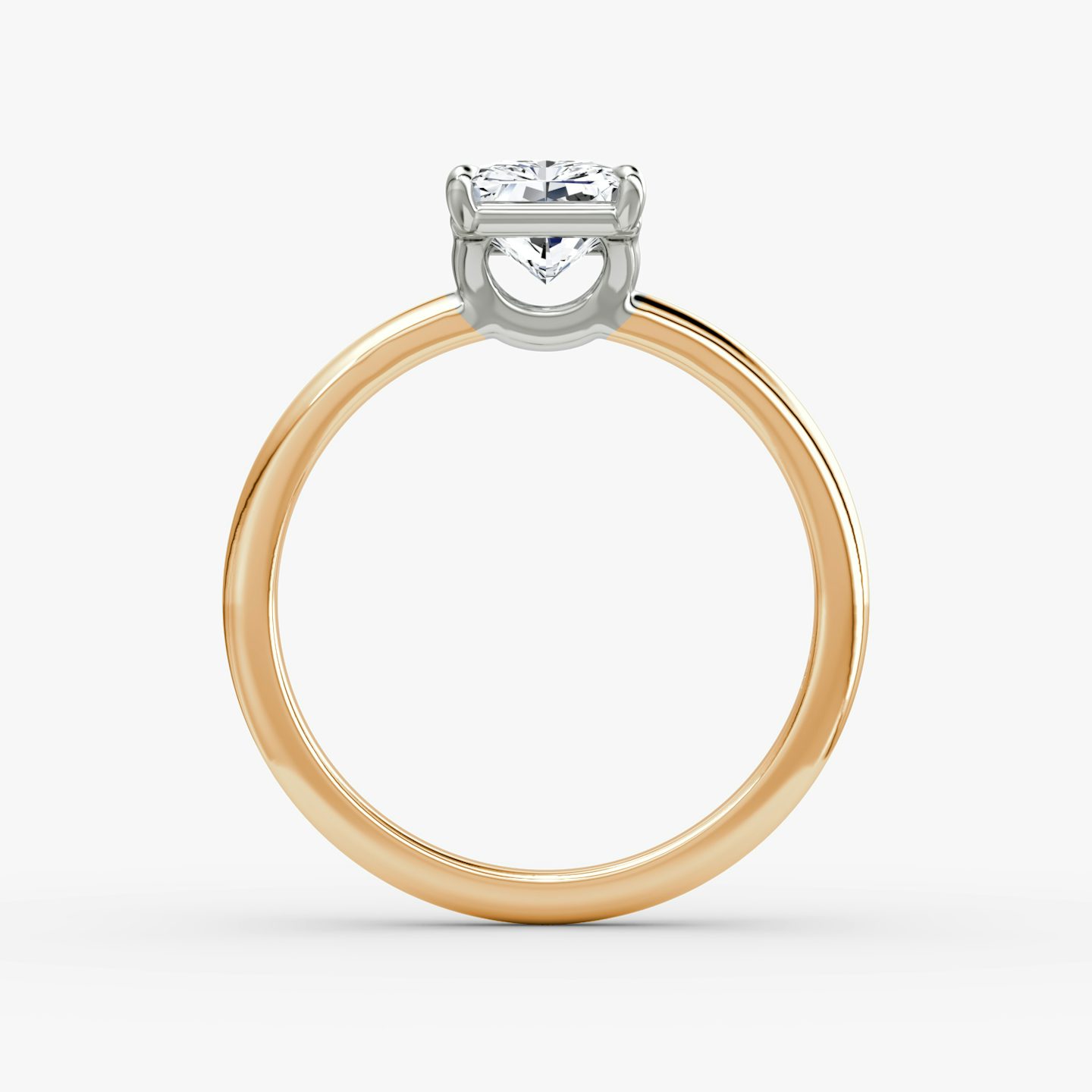 Signature | radiant | 14k | rose-gold-and-platinum | bandAccent: plain | bandWidth: standard | hiddenHalo: no | diamondOrientation: vertical | caratWeight: other
