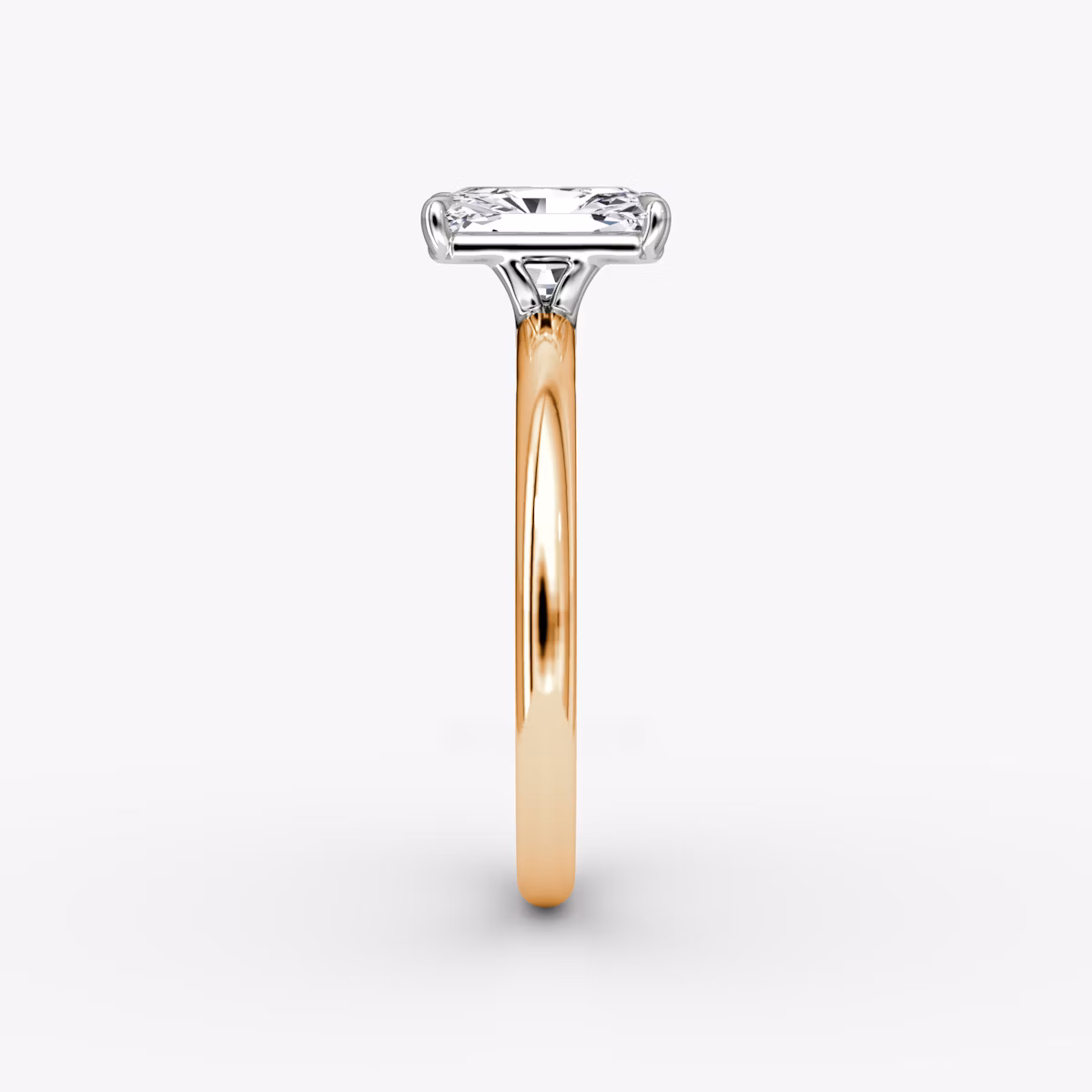 The Signature | Radiant | 14k | Rose Gold and Platinum | bandAccent: Plain | bandWidth: standard | hiddenHalo: no | diamondOrientation: vertical | caratWeight: other