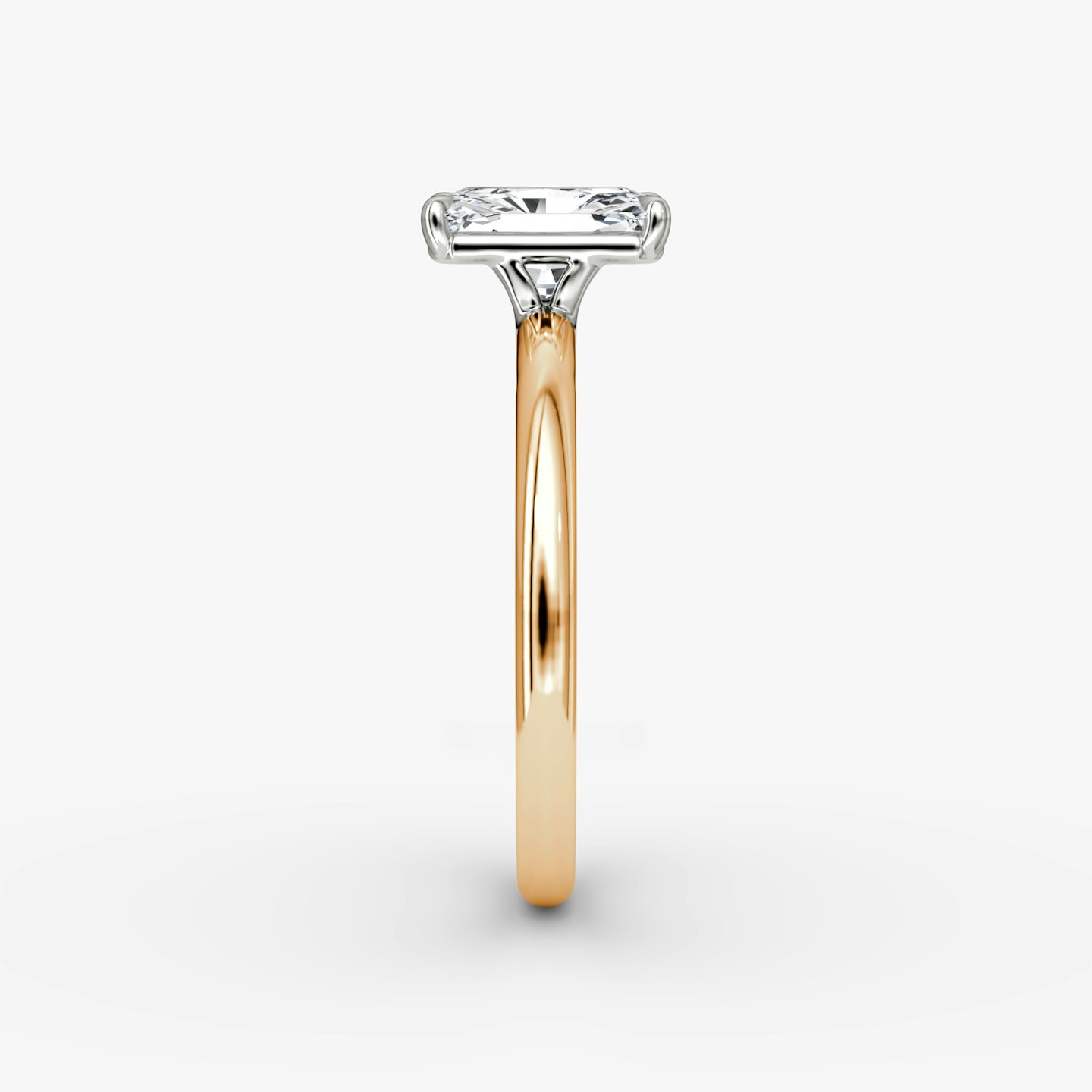 Signature | radiant | 14k | rose-gold-and-platinum | bandAccent: plain | bandWidth: standard | hiddenHalo: no | diamondOrientation: vertical | caratWeight: other