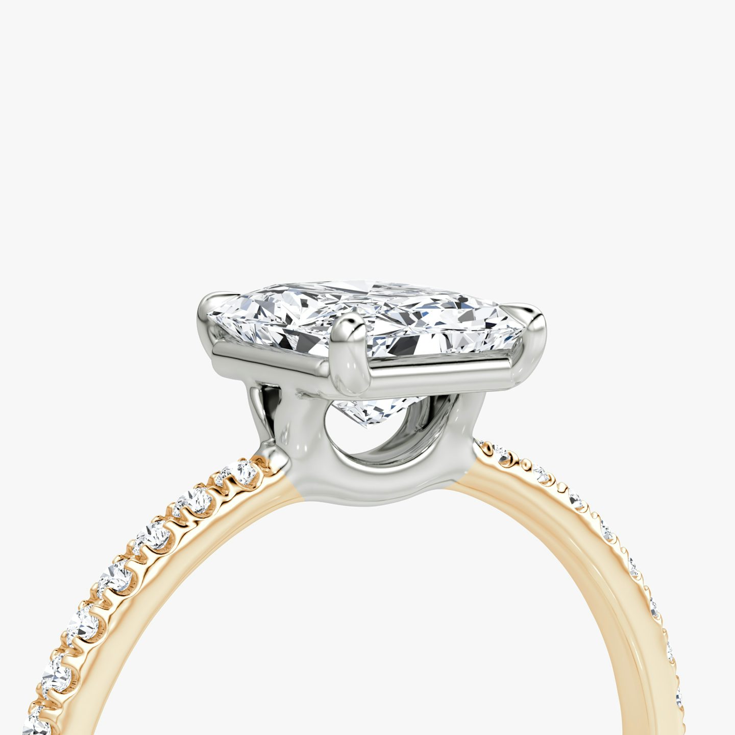 The Signature | Radiant | 14k | Rose Gold and Platinum | bandAccent: Pavé | bandWidth: standard | hiddenHalo: no | diamondOrientation: vertical | caratWeight: other
