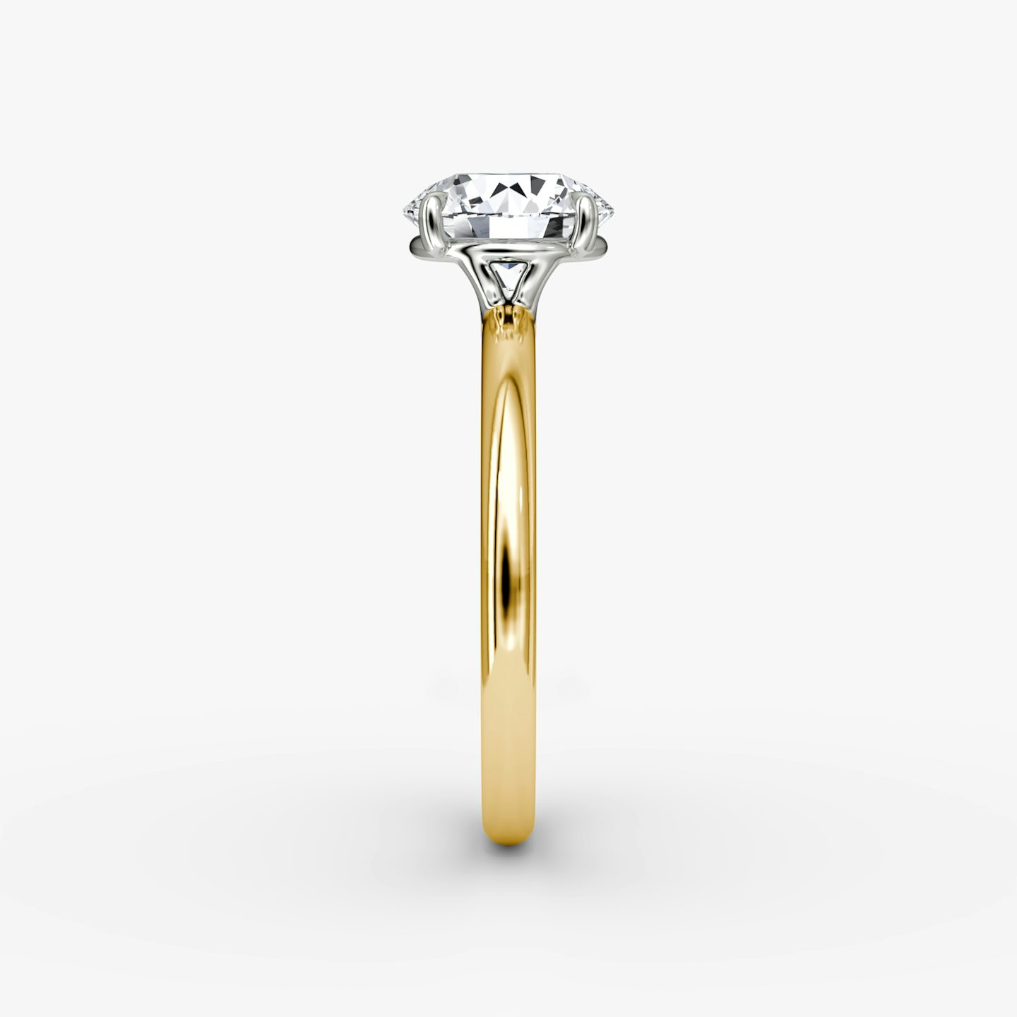 The Signature | Round Brilliant | 18k | Yellow Gold and Platinum | bandAccent: Plain | bandWidth: standard | caratWeight: 2.0ct | hiddenHalo: no | diamondOrientation: horizontal