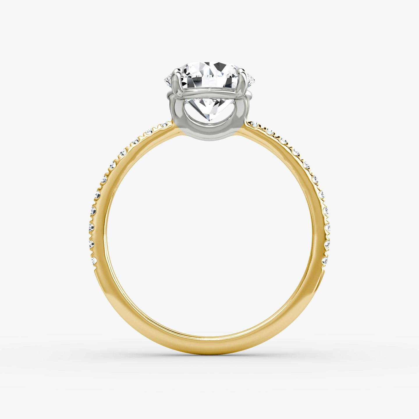 Signature | Rund | 18k | Gelbgold und Platin | bandAccent: Mit Pavé-Besatz | bandWidth: standard | caratWeight: 1.0ct | hiddenHalo: no | diamondOrientation: vertical