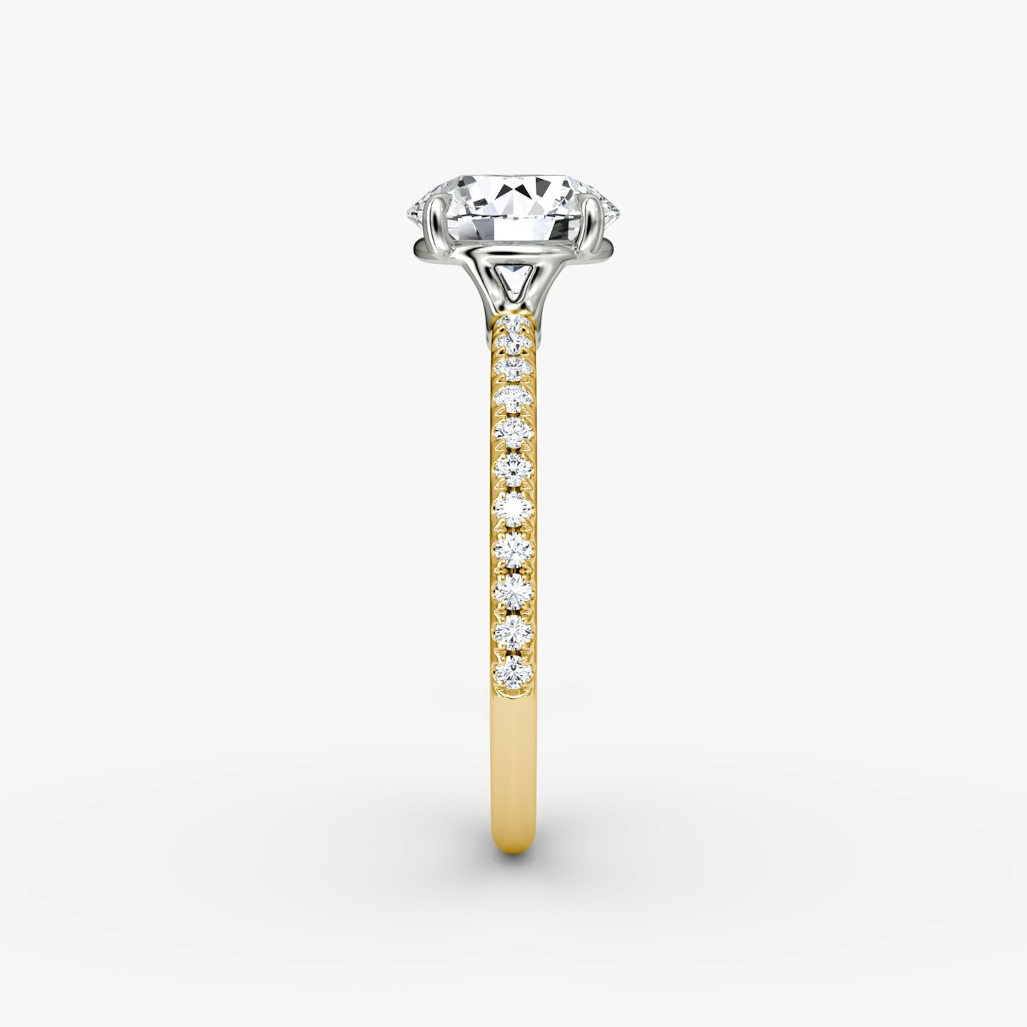 Signature | Rund | 18k | Gelbgold und Platin | bandAccent: Mit Pavé-Besatz | bandWidth: standard | caratWeight: 1.0ct | hiddenHalo: no | diamondOrientation: vertical