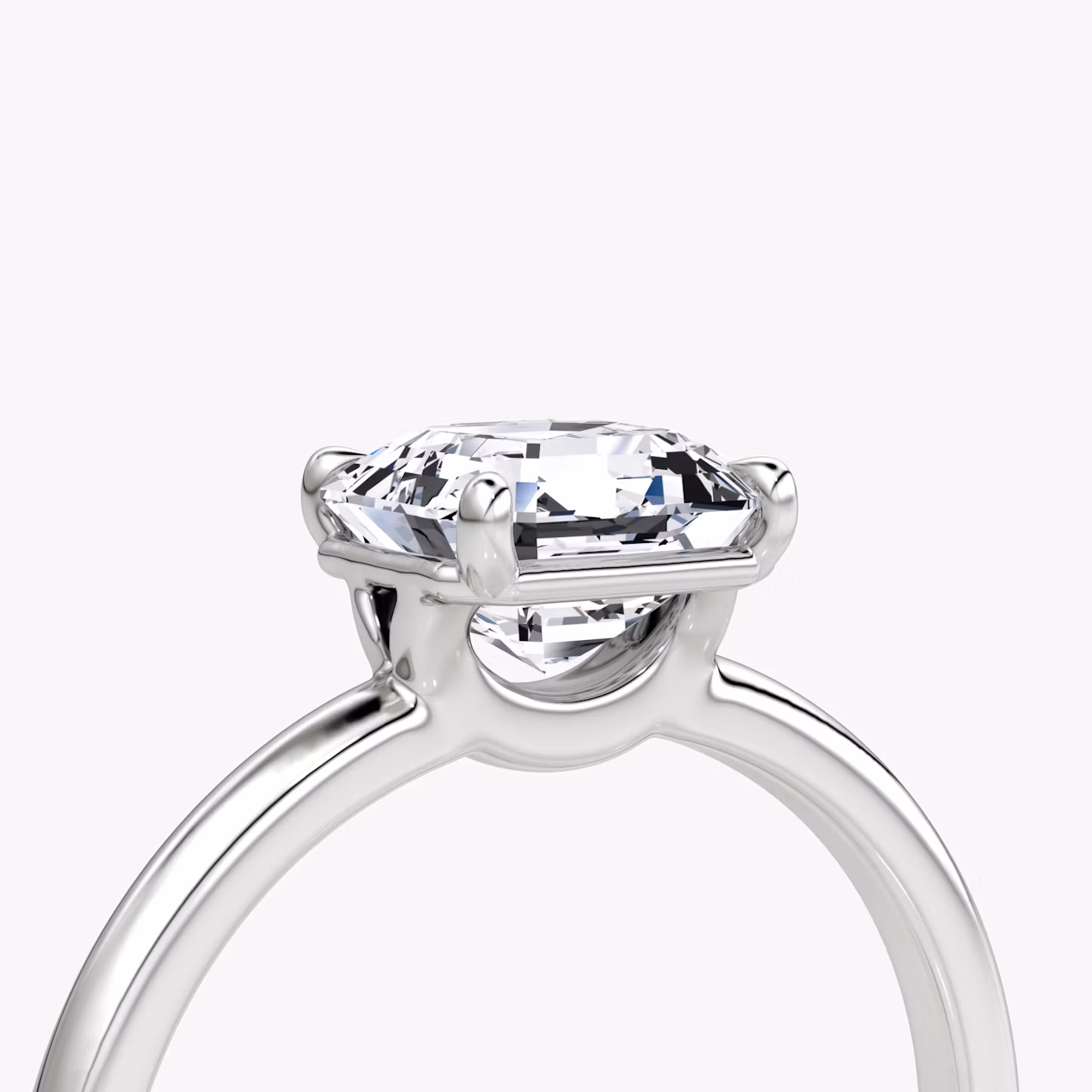 The Signature | Asscher | 18k | White Gold | bandAccent: Plain | bandWidth: standard | hiddenHalo: no | diamondOrientation: vertical | caratWeight: other