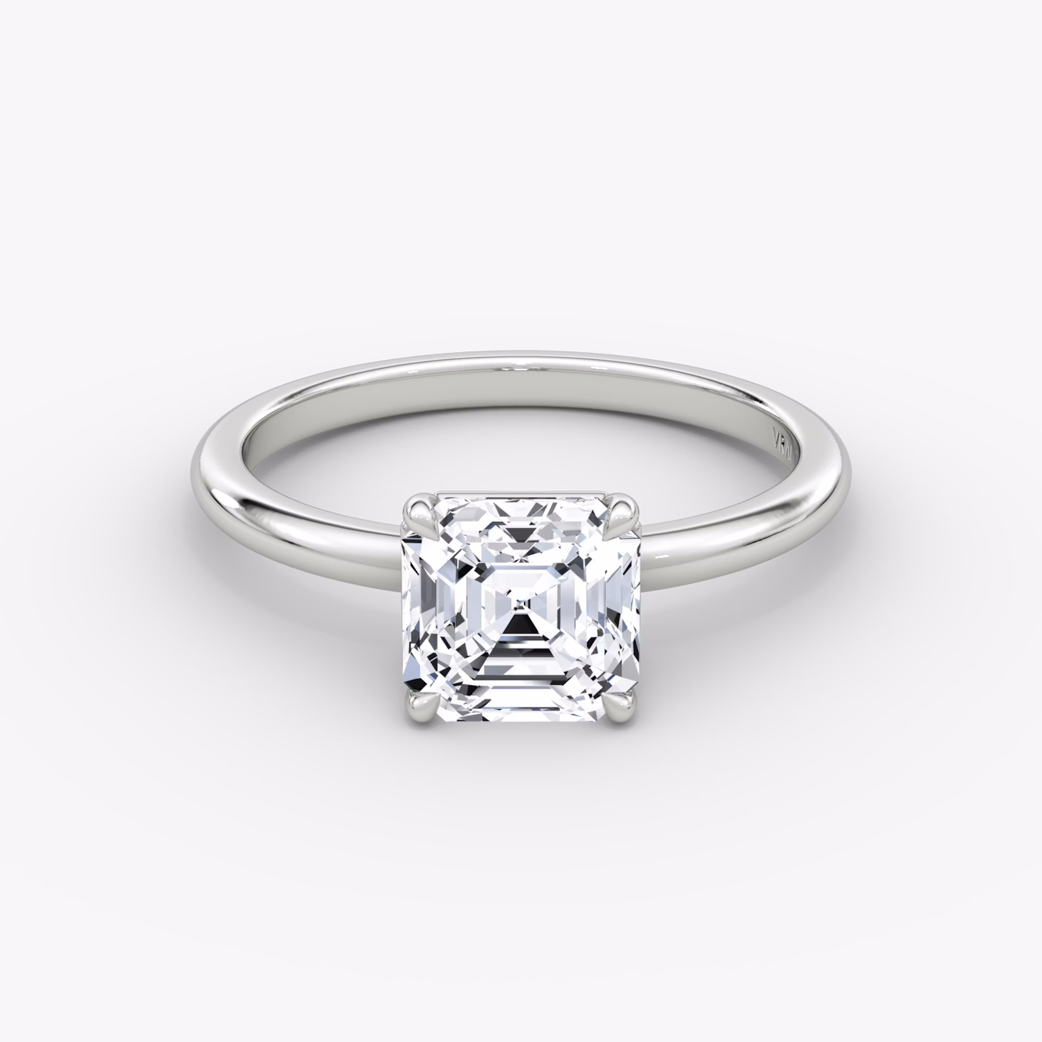The Signature | Asscher | Platinum | bandAccent: Plain | bandWidth: standard | hiddenHalo: no | diamondOrientation: vertical | caratWeight: other