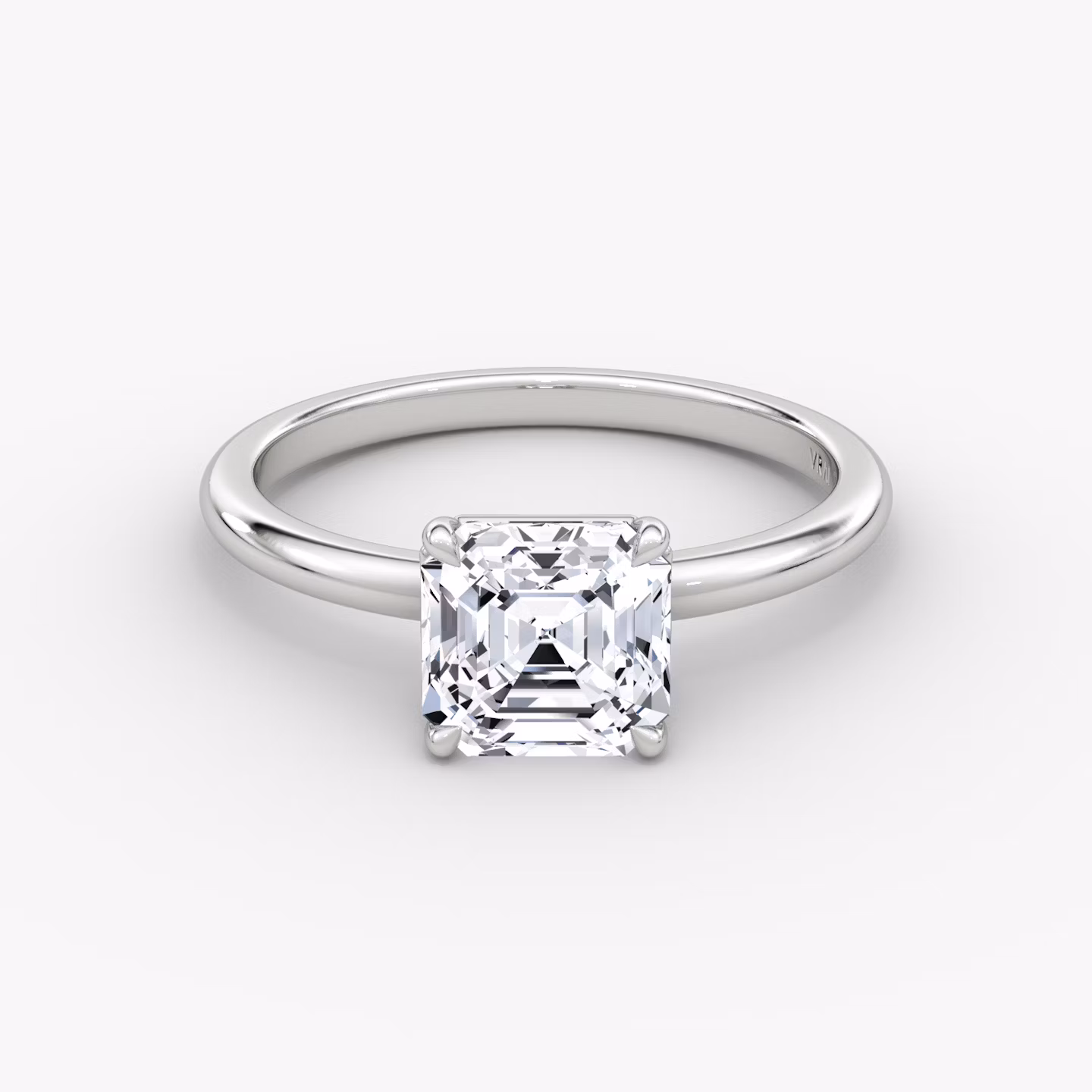 The Signature | Asscher | 18k | White Gold | bandAccent: Plain | bandWidth: standard | hiddenHalo: no | diamondOrientation: vertical | caratWeight: other