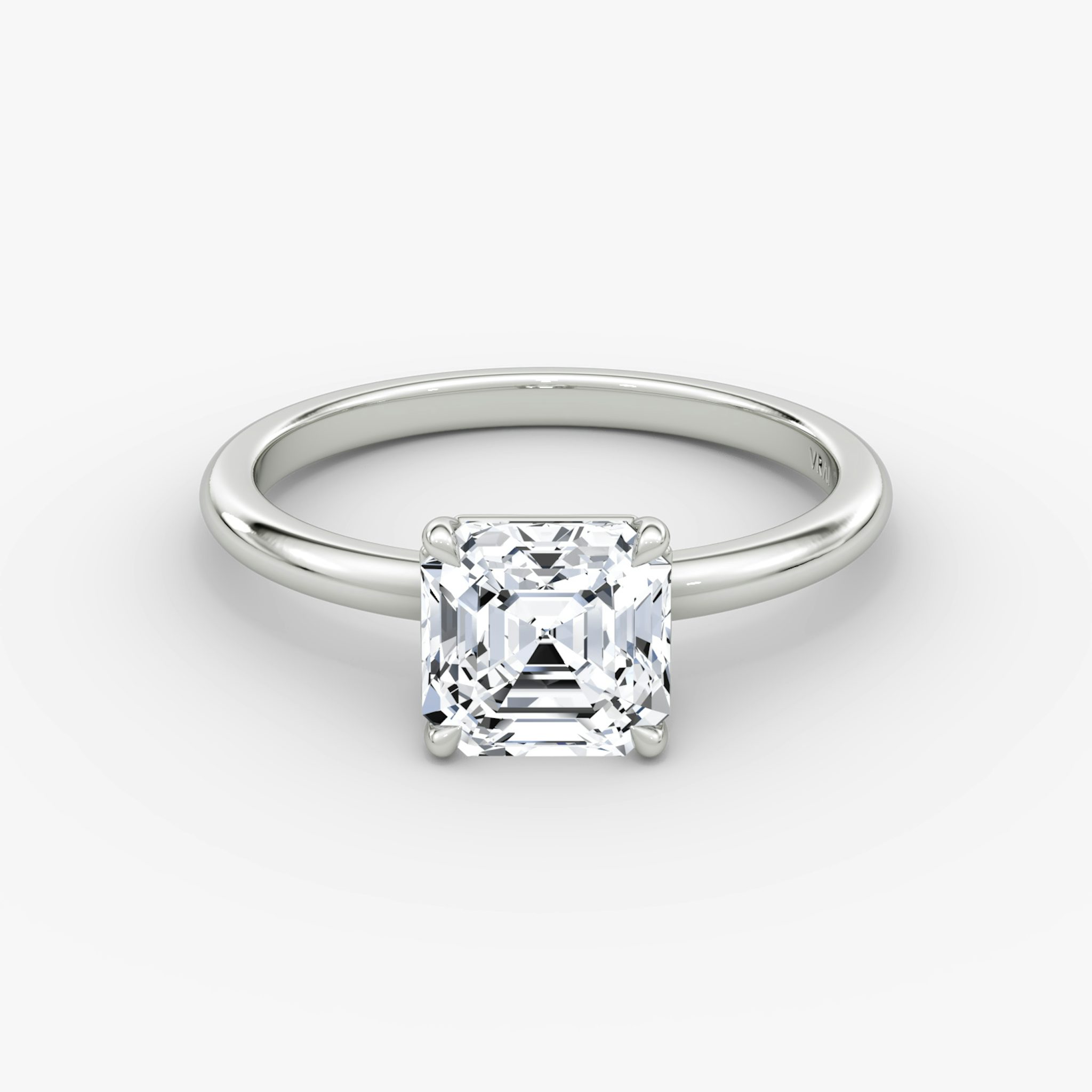 The Signature | Asscher | Platinum | bandAccent: Plain | bandWidth: standard | hiddenHalo: no | diamondOrientation: vertical | caratWeight: other