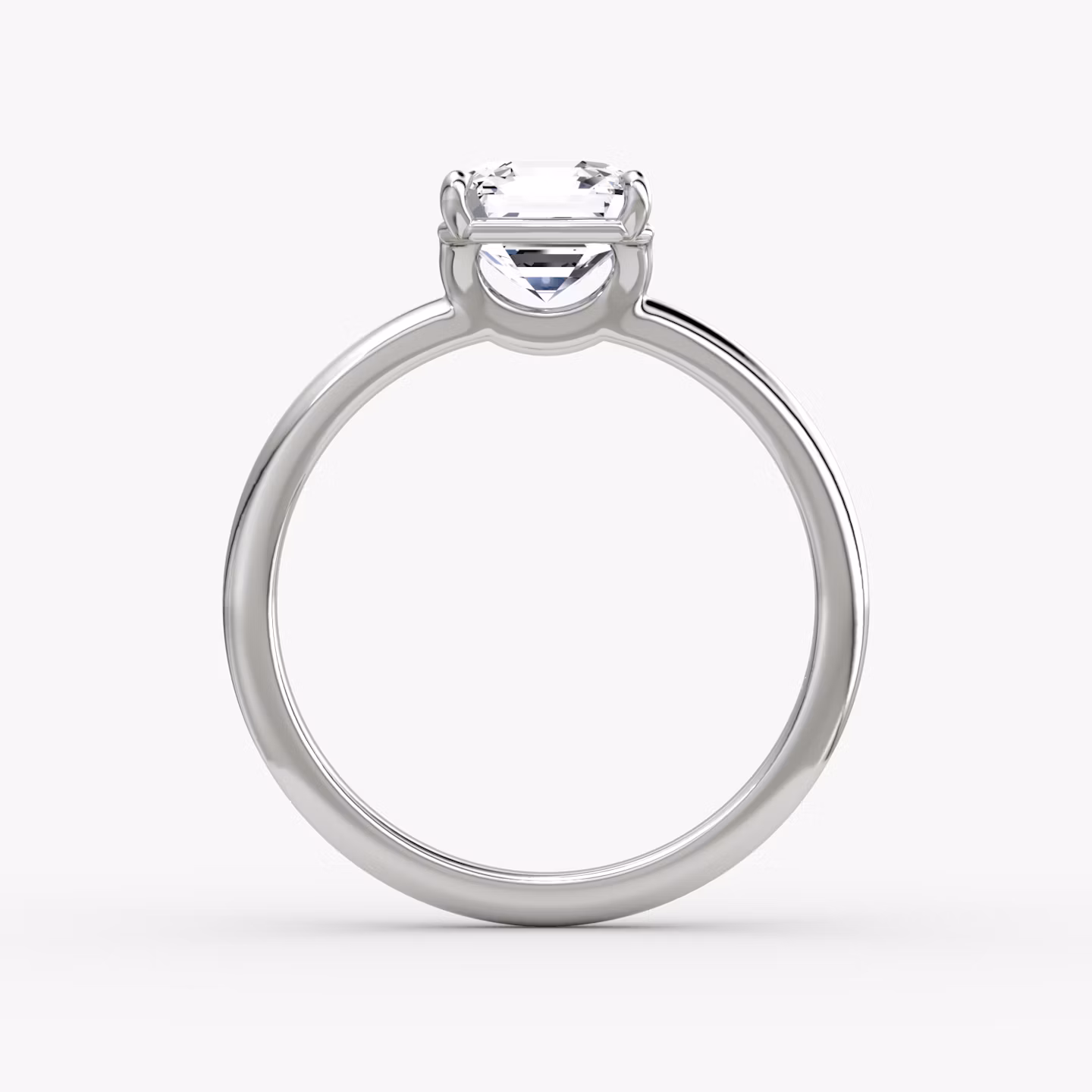 The Signature | Asscher | 18k | White Gold | bandAccent: Plain | bandWidth: standard | hiddenHalo: no | diamondOrientation: vertical | caratWeight: other