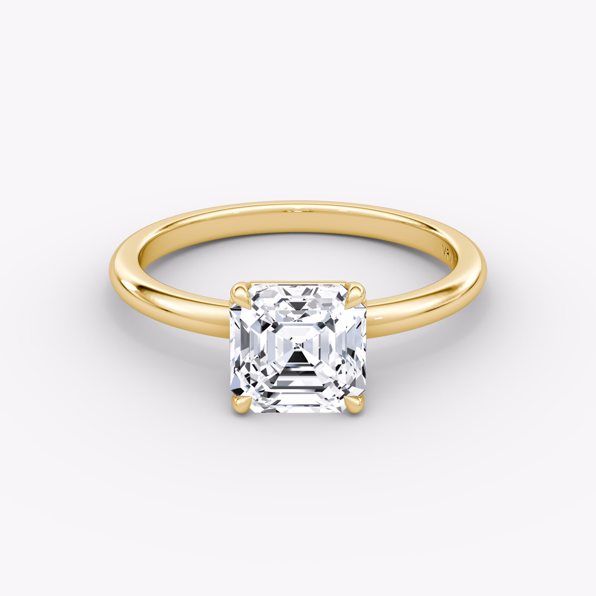 The Signature | Asscher | 18k | Yellow Gold | bandAccent: Plain | bandWidth: standard | hiddenHalo: no | diamondOrientation: vertical | caratWeight: other