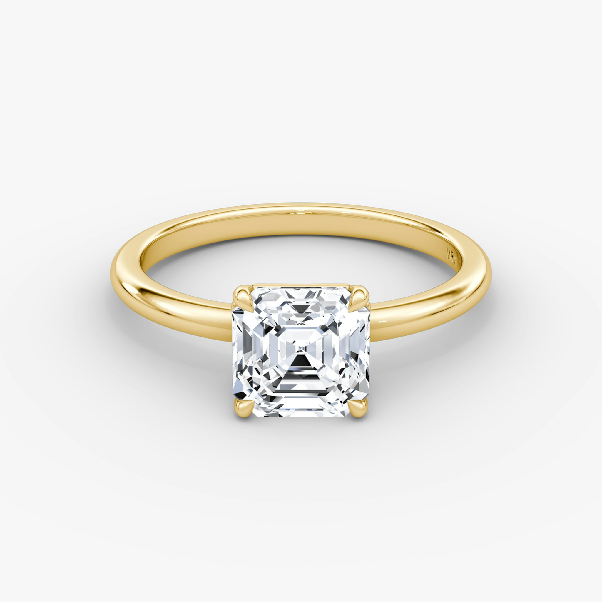 The Signature | Asscher | 18k | Yellow Gold | bandAccent: Plain | bandWidth: standard | hiddenHalo: no | diamondOrientation: vertical | caratWeight: other
