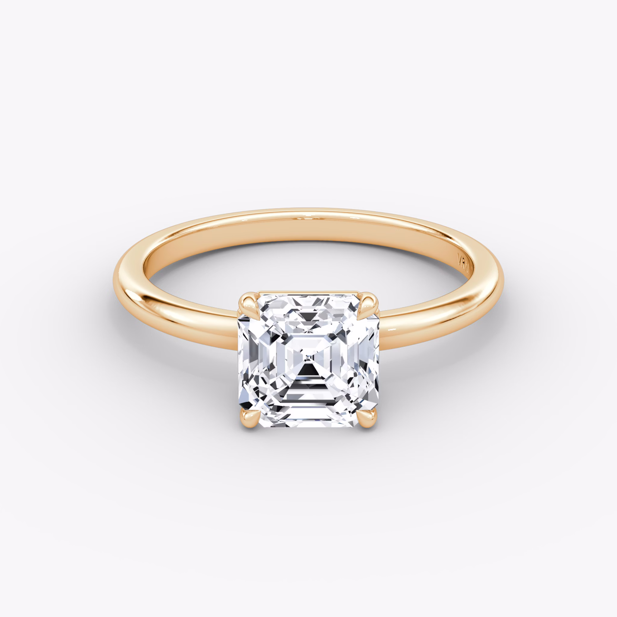 The Signature | Asscher | 14k | Rose Gold | bandAccent: Plain | bandWidth: standard | hiddenHalo: no | diamondOrientation: vertical | caratWeight: other