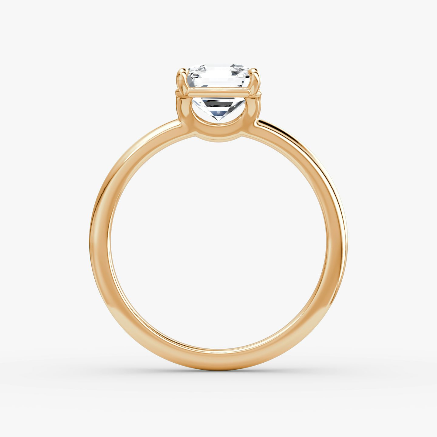 The Signature | Asscher | 14k | Rose Gold | bandAccent: Plain | bandWidth: standard | hiddenHalo: no | diamondOrientation: vertical | caratWeight: other