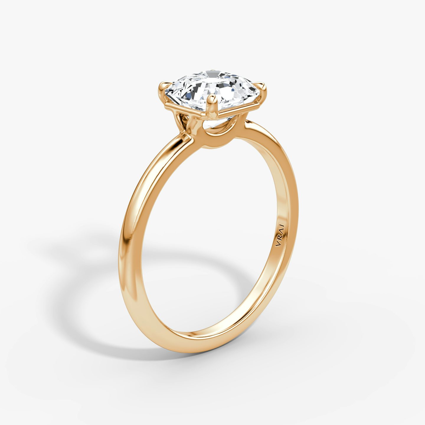 The Signature | Asscher | 14k | Rose Gold | bandAccent: Plain | bandWidth: standard | hiddenHalo: no | diamondOrientation: vertical | caratWeight: other