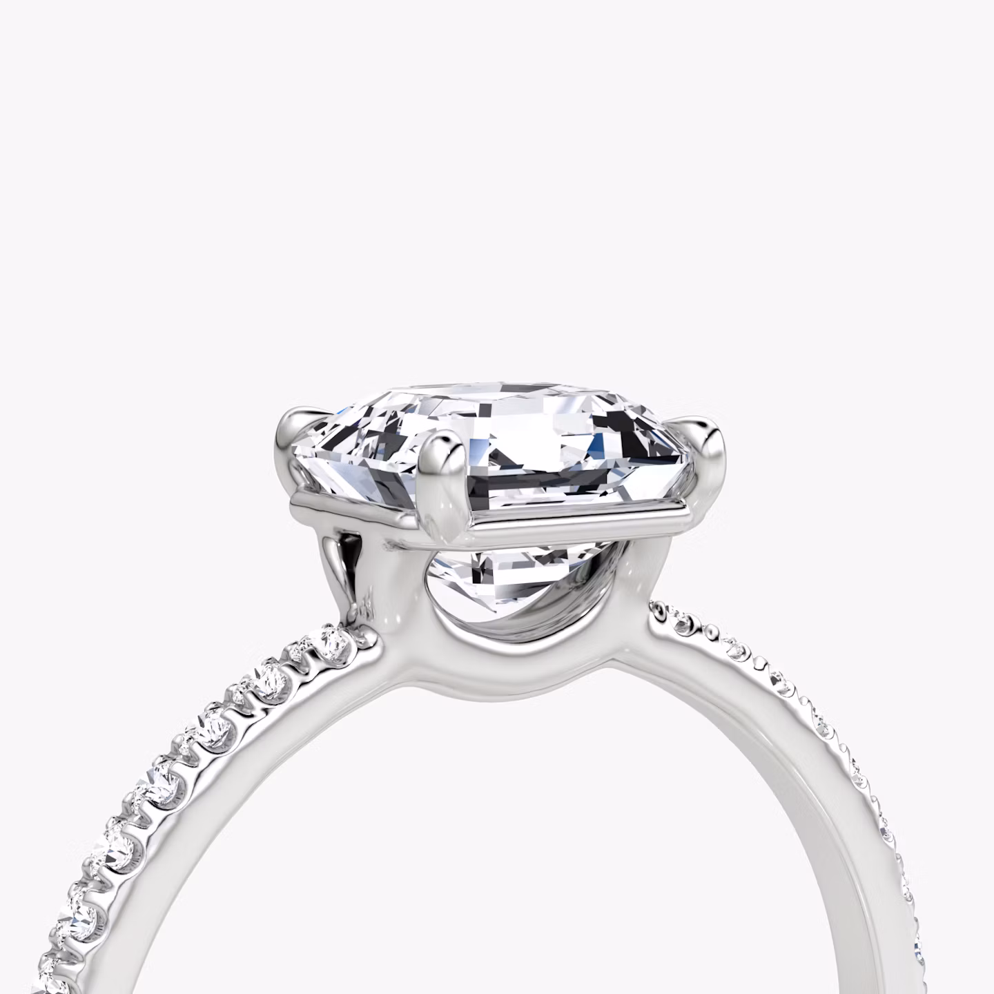 The Signature | Asscher | Platinum | bandAccent: Pavé | bandWidth: standard | hiddenHalo: no | diamondOrientation: vertical | caratWeight: other