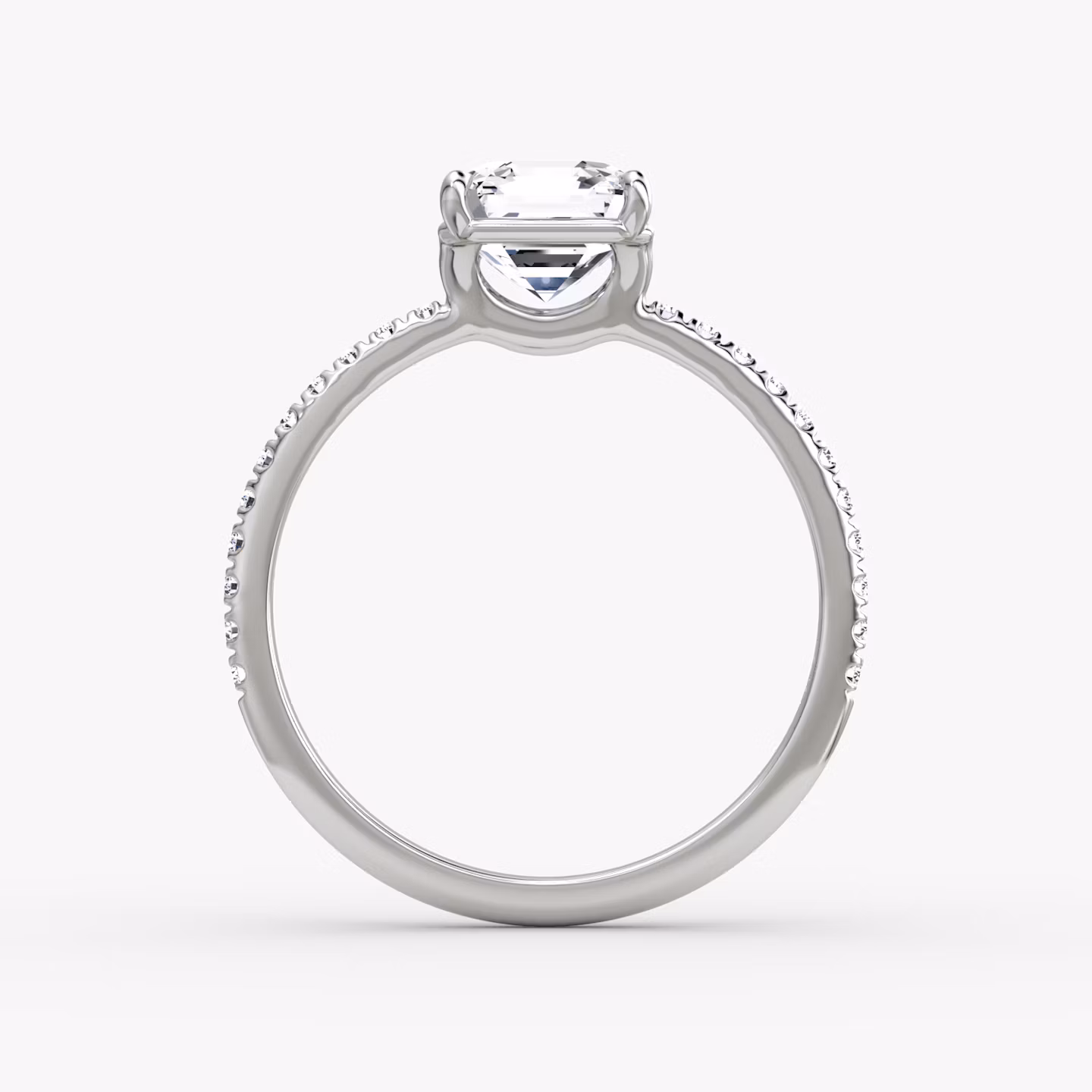 The Signature | Asscher | Platinum | bandAccent: Pavé | bandWidth: standard | hiddenHalo: no | diamondOrientation: vertical | caratWeight: other