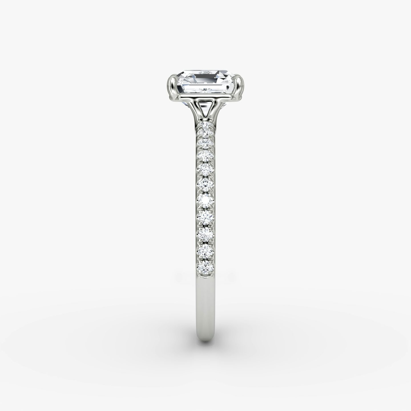 The Signature | Asscher | Platinum | bandAccent: Pavé | bandWidth: standard | hiddenHalo: no | diamondOrientation: vertical | caratWeight: other