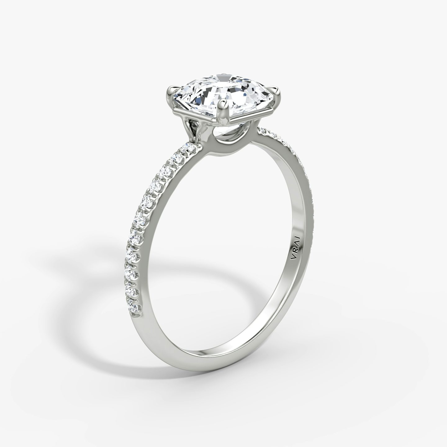 The Signature | Asscher | Platinum | bandAccent: Pavé | bandWidth: standard | hiddenHalo: no | diamondOrientation: vertical | caratWeight: other