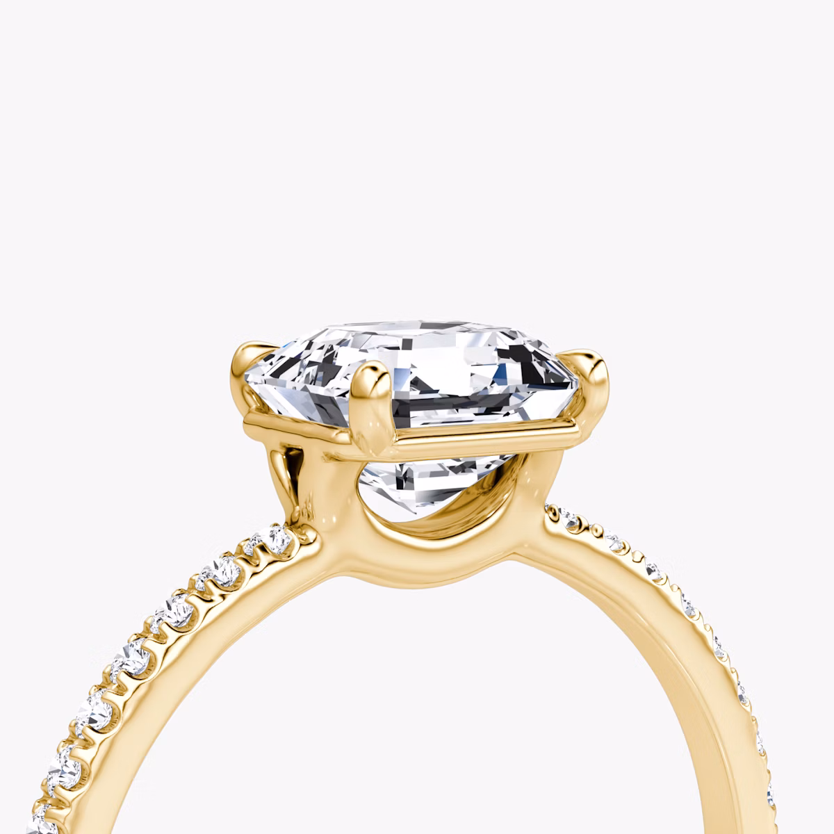 The Signature | Asscher | 18k | Yellow Gold | bandAccent: Pavé | bandWidth: standard | hiddenHalo: no | diamondOrientation: vertical | caratWeight: other