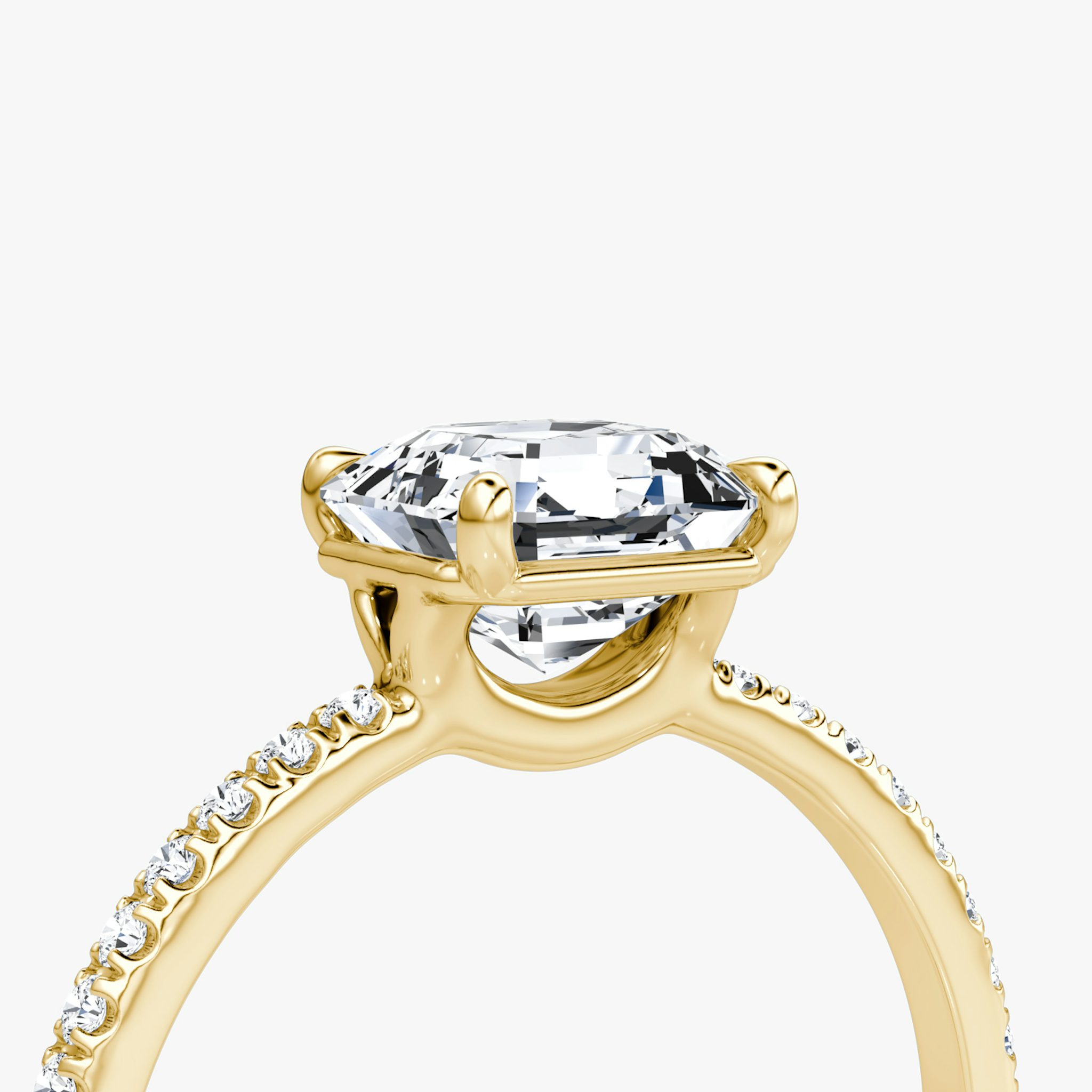 The Signature | Asscher | 18k | Yellow Gold | bandAccent: Pavé | bandWidth: standard | hiddenHalo: no | diamondOrientation: vertical | caratWeight: other