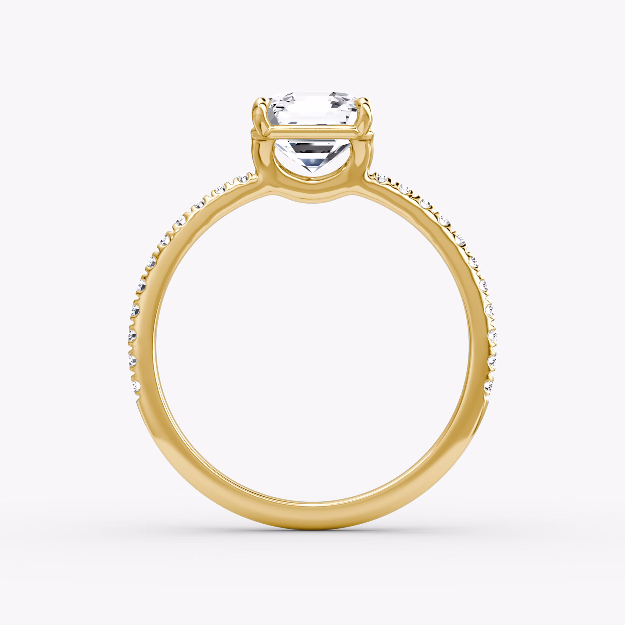 The Signature | Asscher | 18k | Yellow Gold | bandAccent: Pavé | bandWidth: standard | hiddenHalo: no | diamondOrientation: vertical | caratWeight: other
