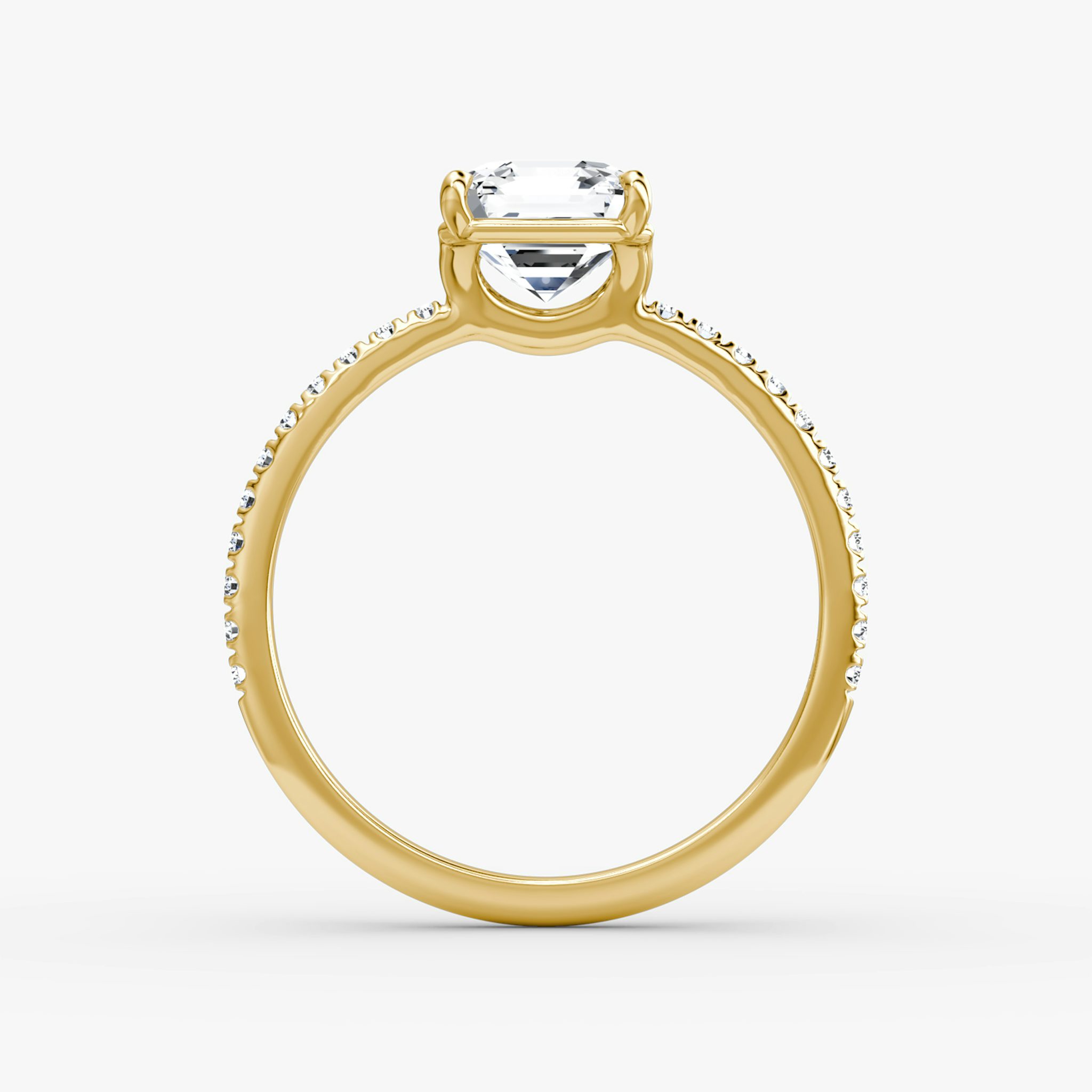 The Signature | Asscher | 18k | Yellow Gold | bandAccent: Pavé | bandWidth: standard | hiddenHalo: no | diamondOrientation: vertical | caratWeight: other