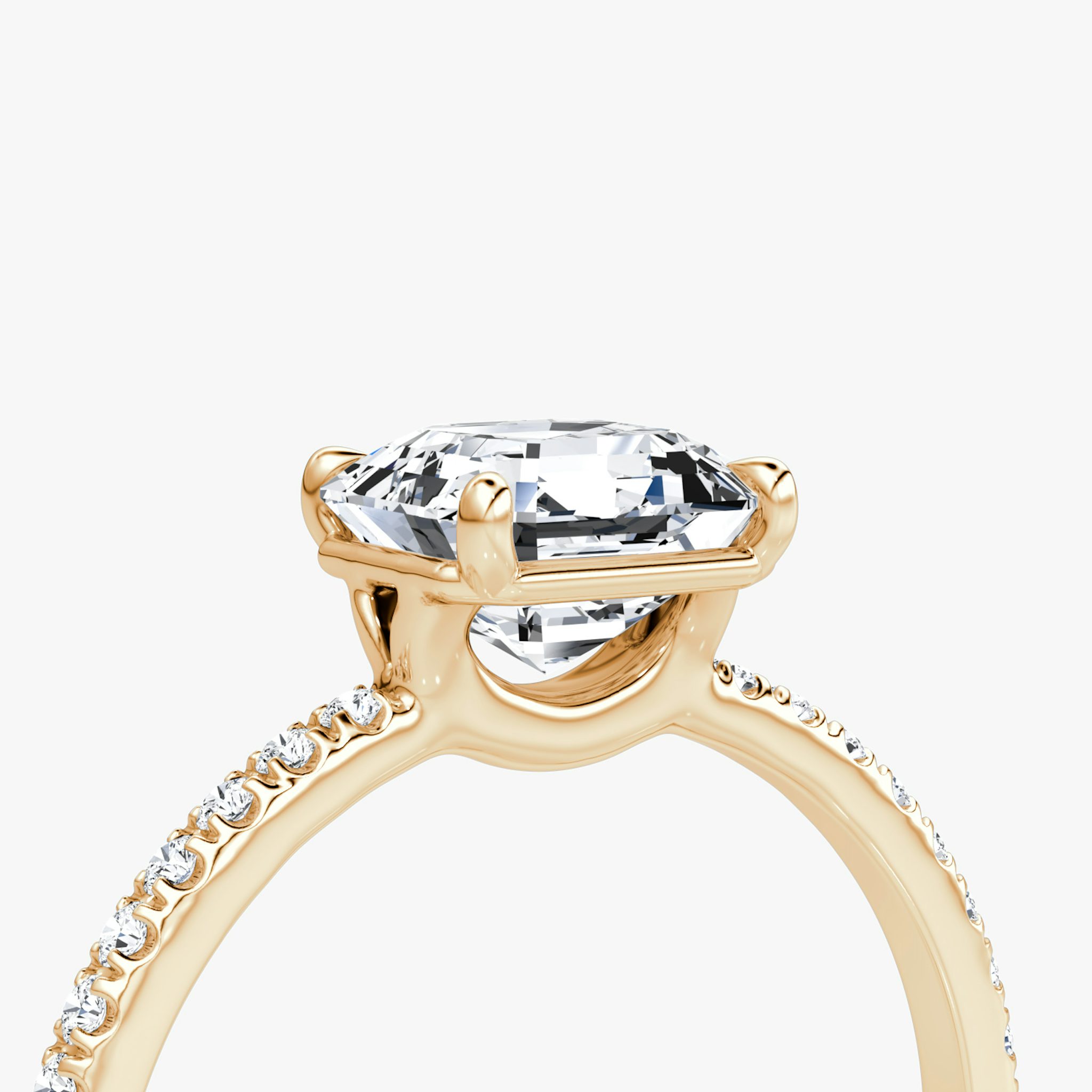 The Signature | Asscher | 14k | Rose Gold | bandAccent: Pavé | bandWidth: standard | hiddenHalo: no | diamondOrientation: vertical | caratWeight: other