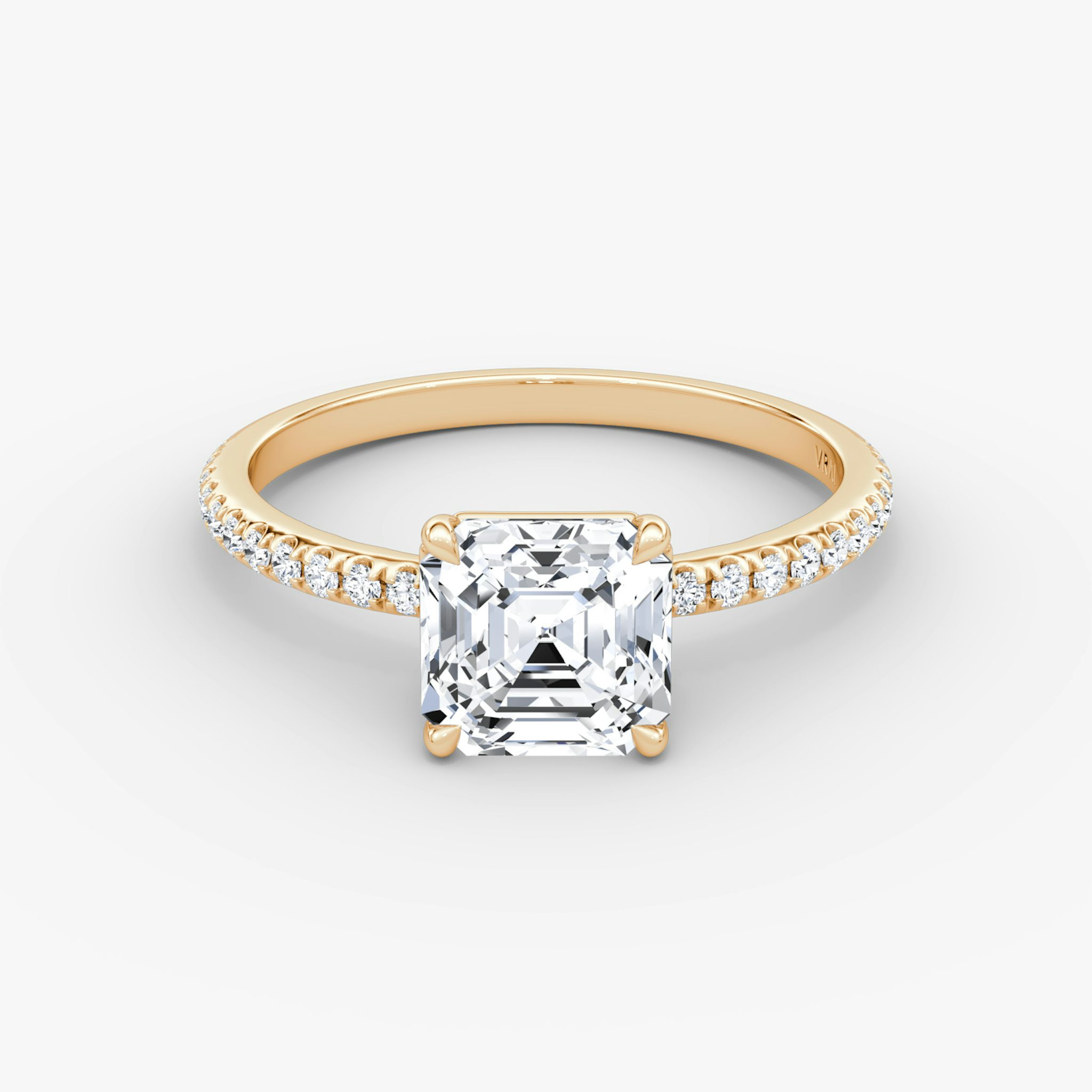 The Signature | Asscher | 14k | Rose Gold | bandAccent: Pavé | bandWidth: standard | hiddenHalo: no | diamondOrientation: vertical | caratWeight: other