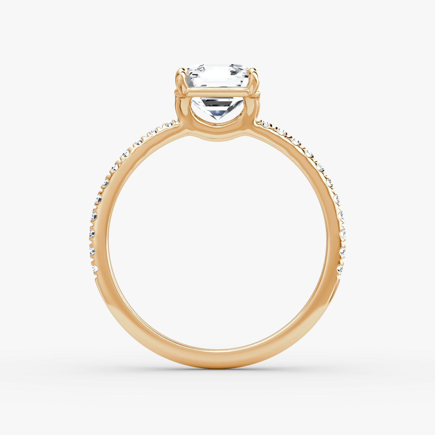 Signature | Asscher | 14k | Roségold | bandAccent: Mit Pavé-Besatz | bandWidth: standard | hiddenHalo: no | diamondOrientation: vertical | caratWeight: other