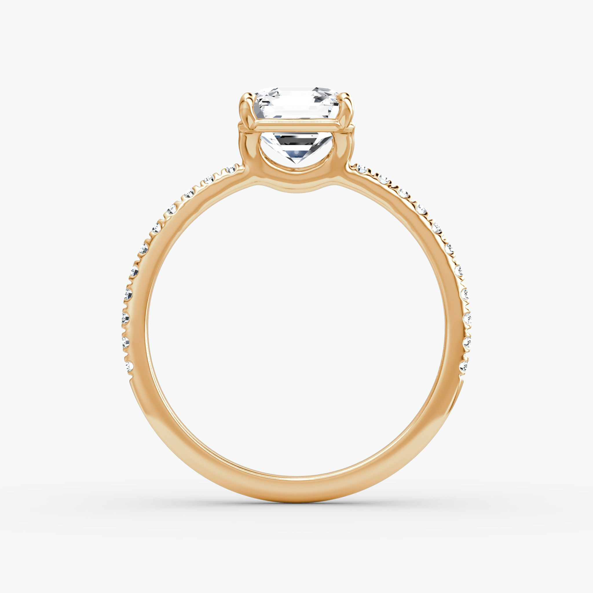The Signature | Asscher | 14k | Rose Gold | bandAccent: Pavé | bandWidth: standard | hiddenHalo: no | diamondOrientation: vertical | caratWeight: other