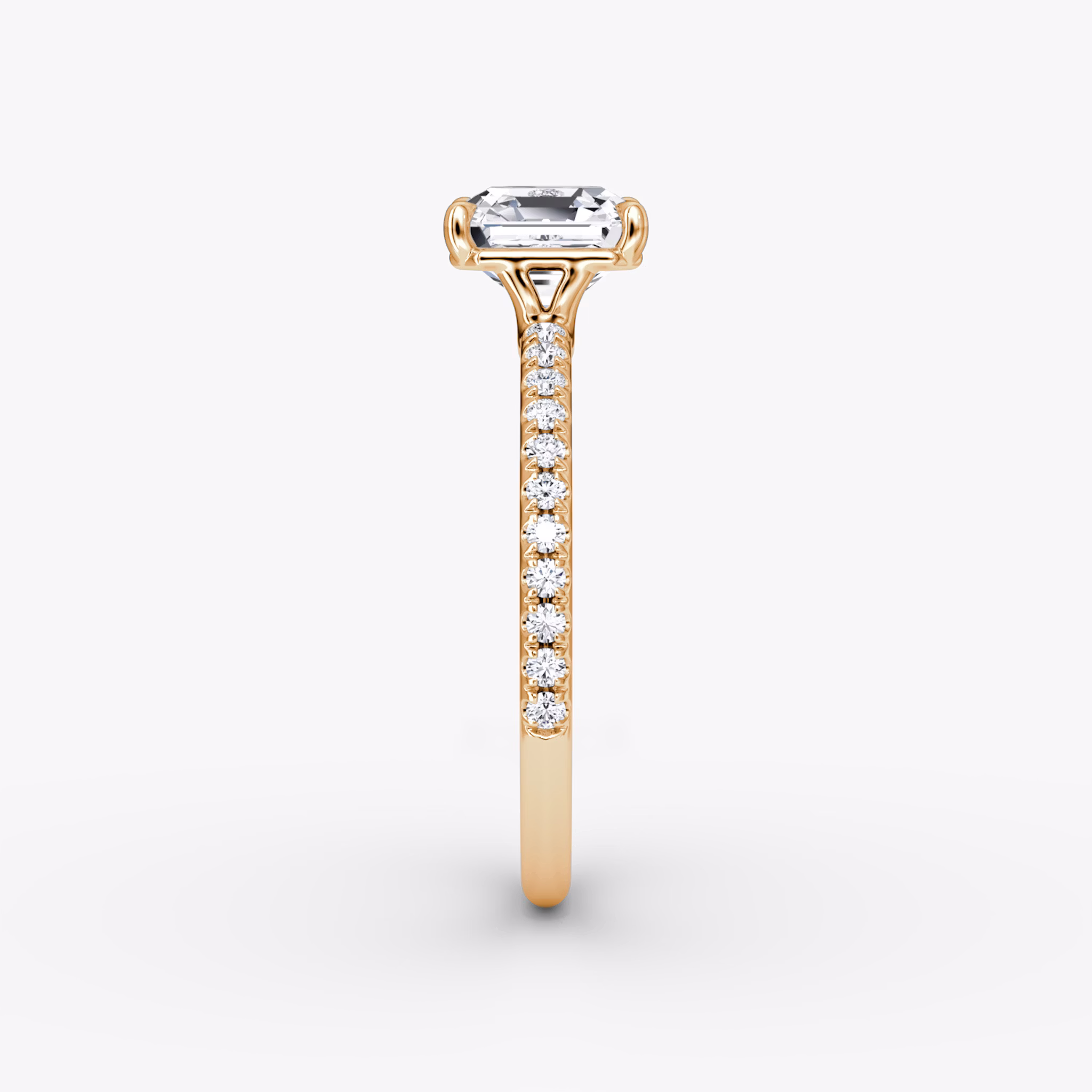 The Signature | Asscher | 14k | Rose Gold | bandAccent: Pavé | bandWidth: standard | hiddenHalo: no | diamondOrientation: vertical | caratWeight: other