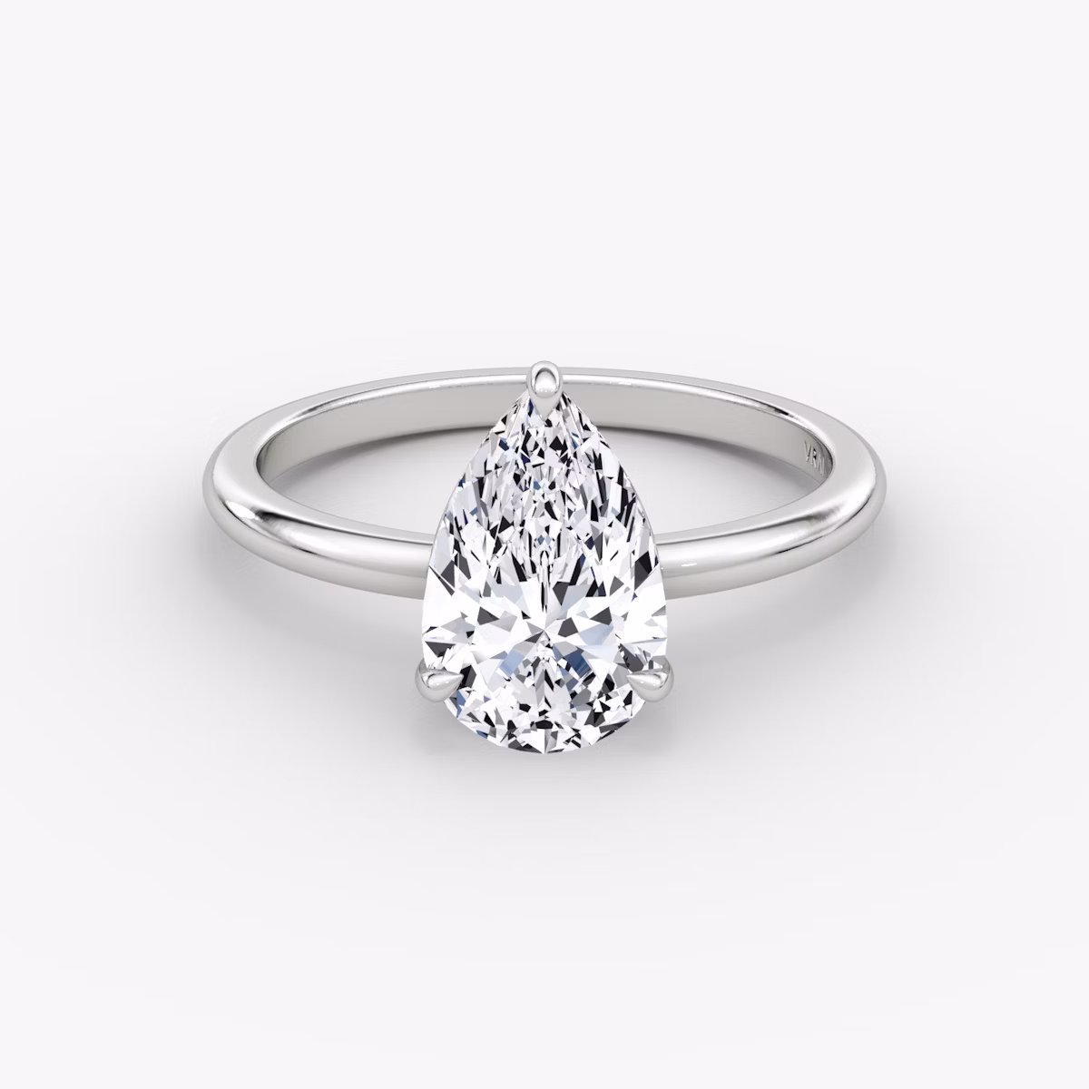 The Signature | Pear | 18k | White Gold | bandAccent: Plain | bandWidth: standard | hiddenHalo: no | diamondOrientation: vertical | caratWeight: other
