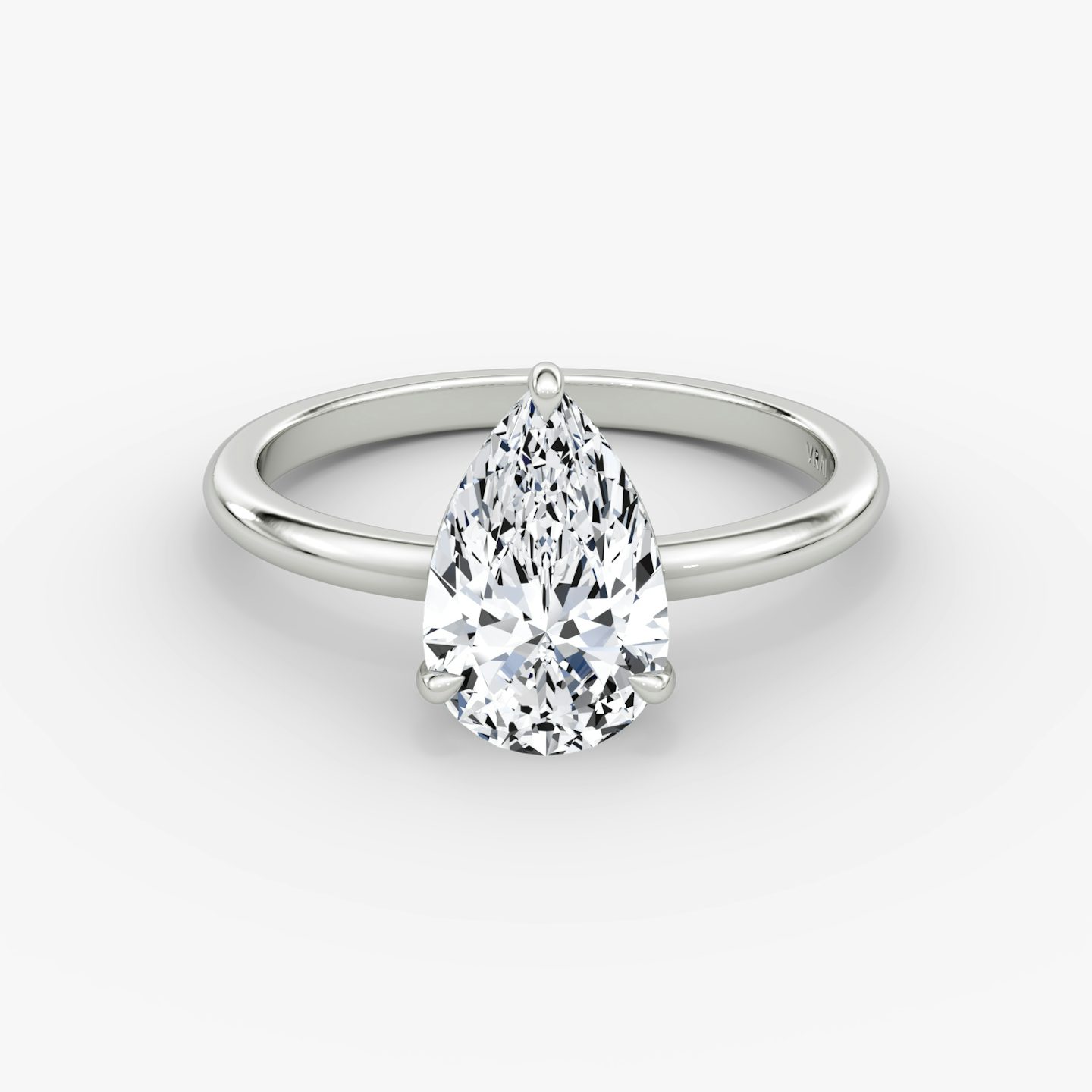The Signature | Pear | Platinum | bandAccent: Plain | bandWidth: standard | hiddenHalo: no | diamondOrientation: vertical | caratWeight: other