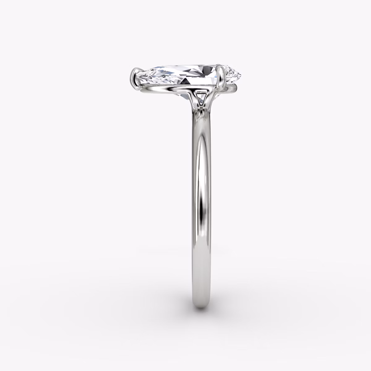 The Signature | Pear | 18k | White Gold | bandAccent: Plain | bandWidth: standard | hiddenHalo: no | diamondOrientation: vertical | caratWeight: other