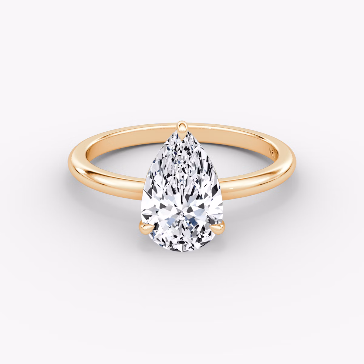 The Signature | Pear | 14k | Rose Gold | bandAccent: Plain | bandWidth: standard | hiddenHalo: no | diamondOrientation: vertical | caratWeight: other