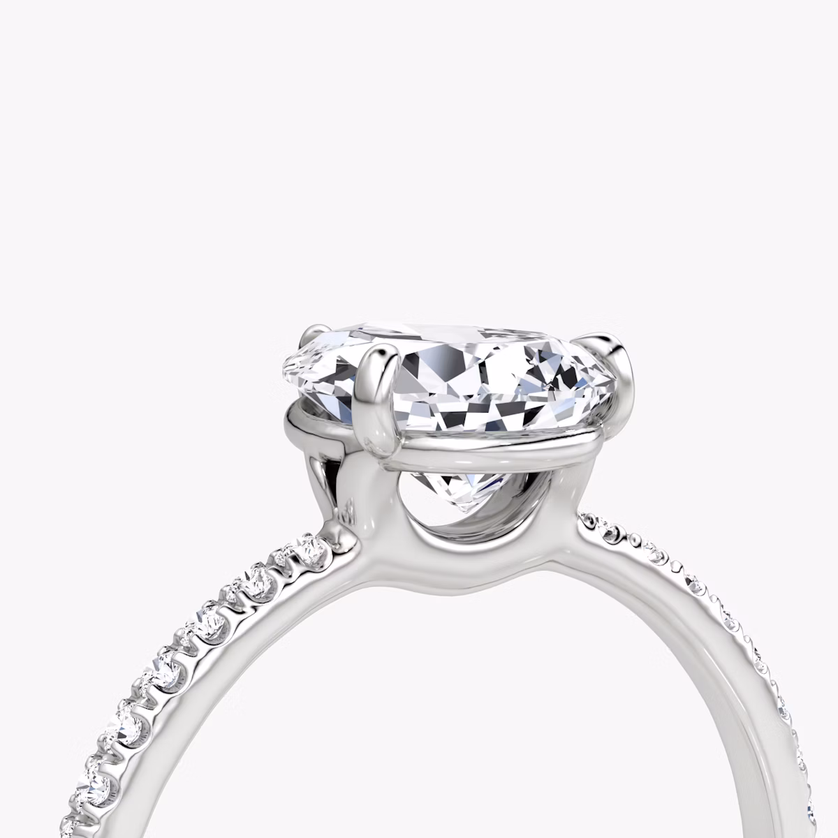 The Signature | Pear | 18k | White Gold | bandAccent: Pavé | bandWidth: standard | hiddenHalo: no | diamondOrientation: vertical | caratWeight: other