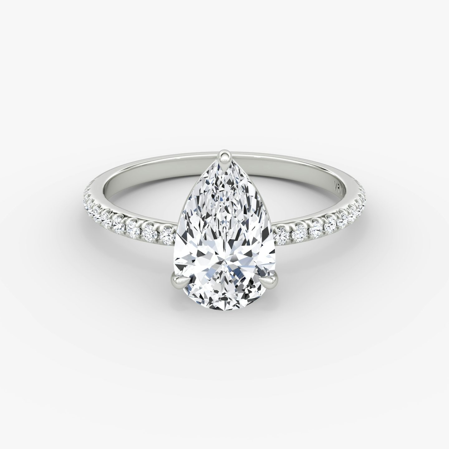 Signature | Tropfen | 18k | Weißgold | bandAccent: Mit Pavé-Besatz | bandWidth: standard | hiddenHalo: no | diamondOrientation: vertical | caratWeight: other