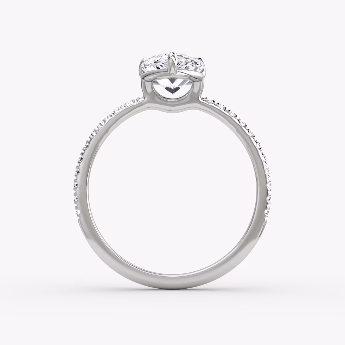 The Signature | Pear | 18k | White Gold | bandAccent: Pavé | bandWidth: standard | hiddenHalo: no | diamondOrientation: vertical | caratWeight: other