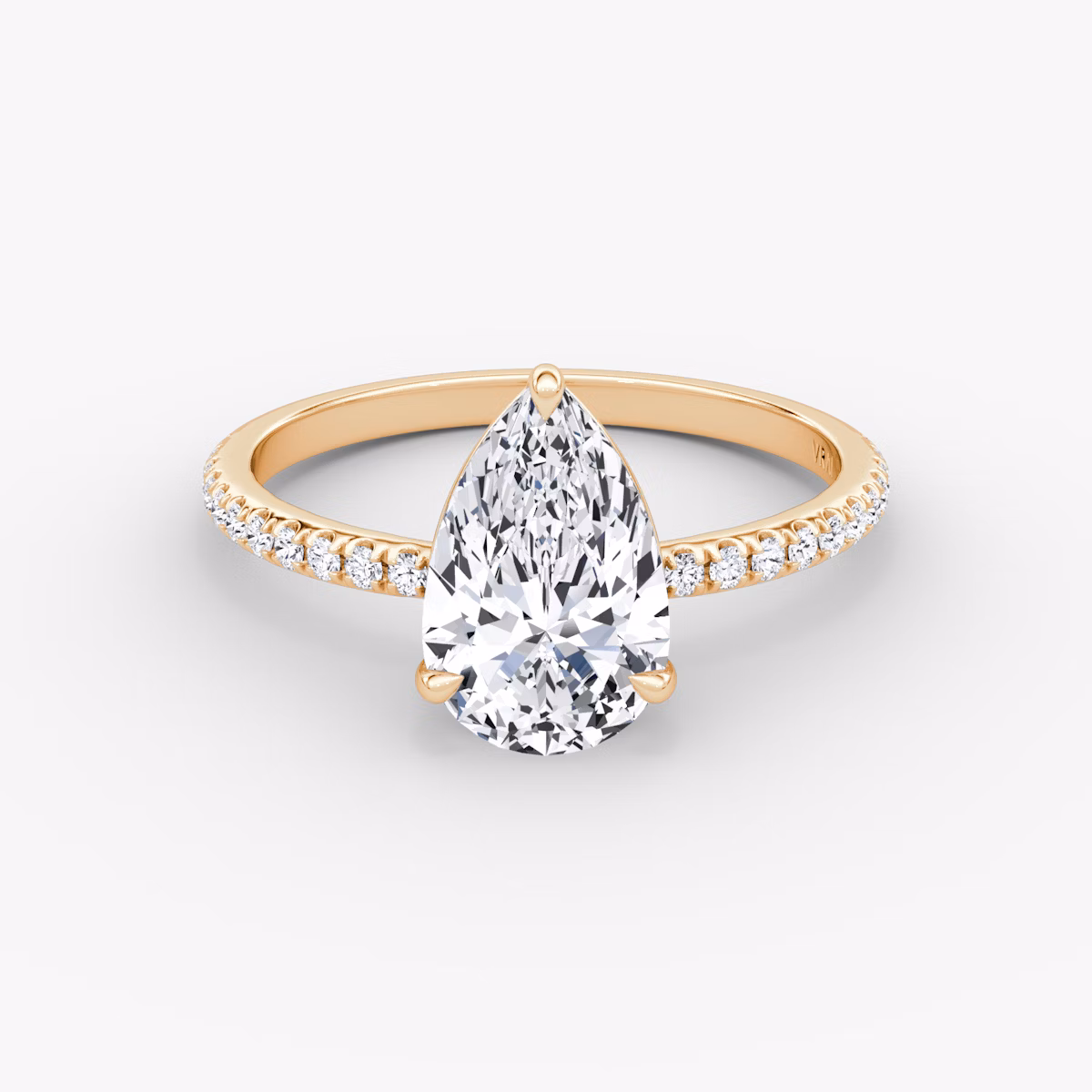 The Signature | Pear | 14k | Rose Gold | bandAccent: Pavé | bandWidth: standard | hiddenHalo: no | diamondOrientation: vertical | caratWeight: other