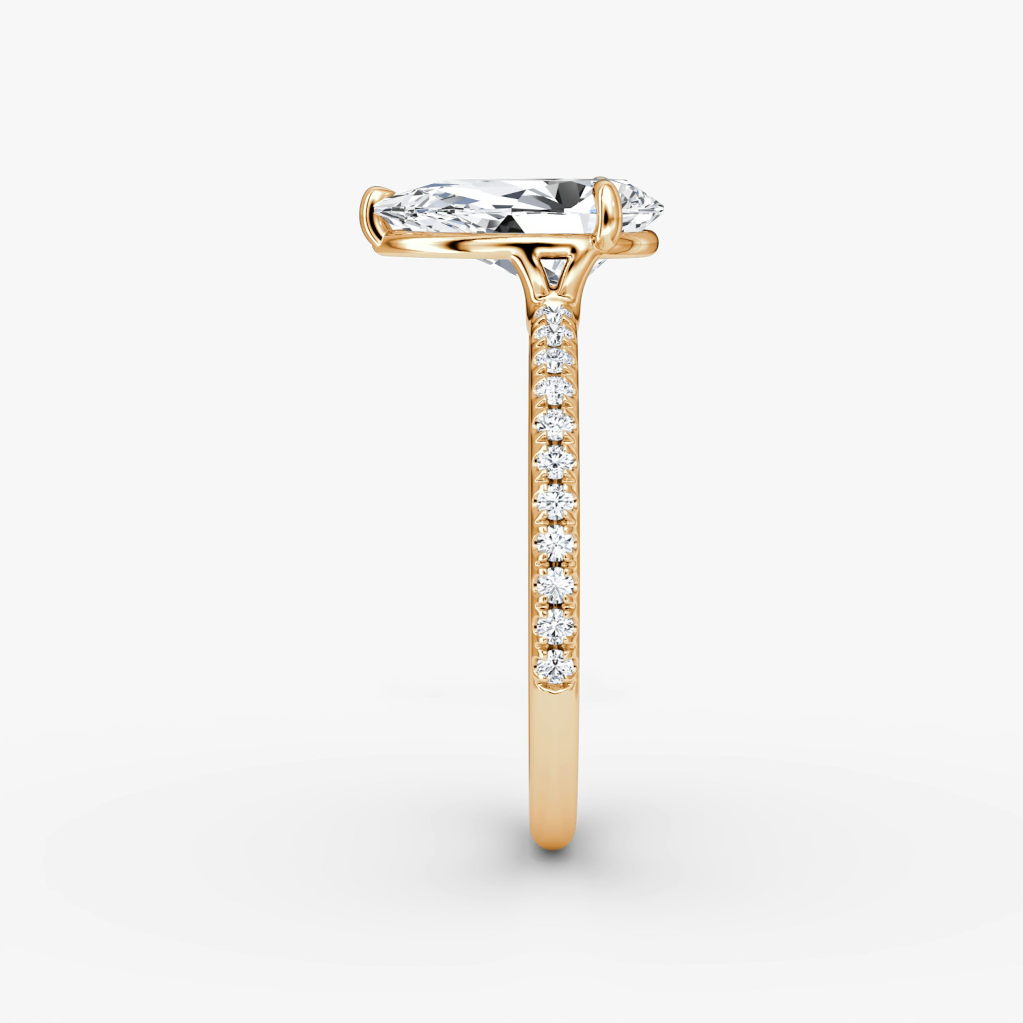 The Signature | Pear | 14k | Rose Gold | bandAccent: Pavé | bandWidth: standard | hiddenHalo: no | diamondOrientation: vertical | caratWeight: other
