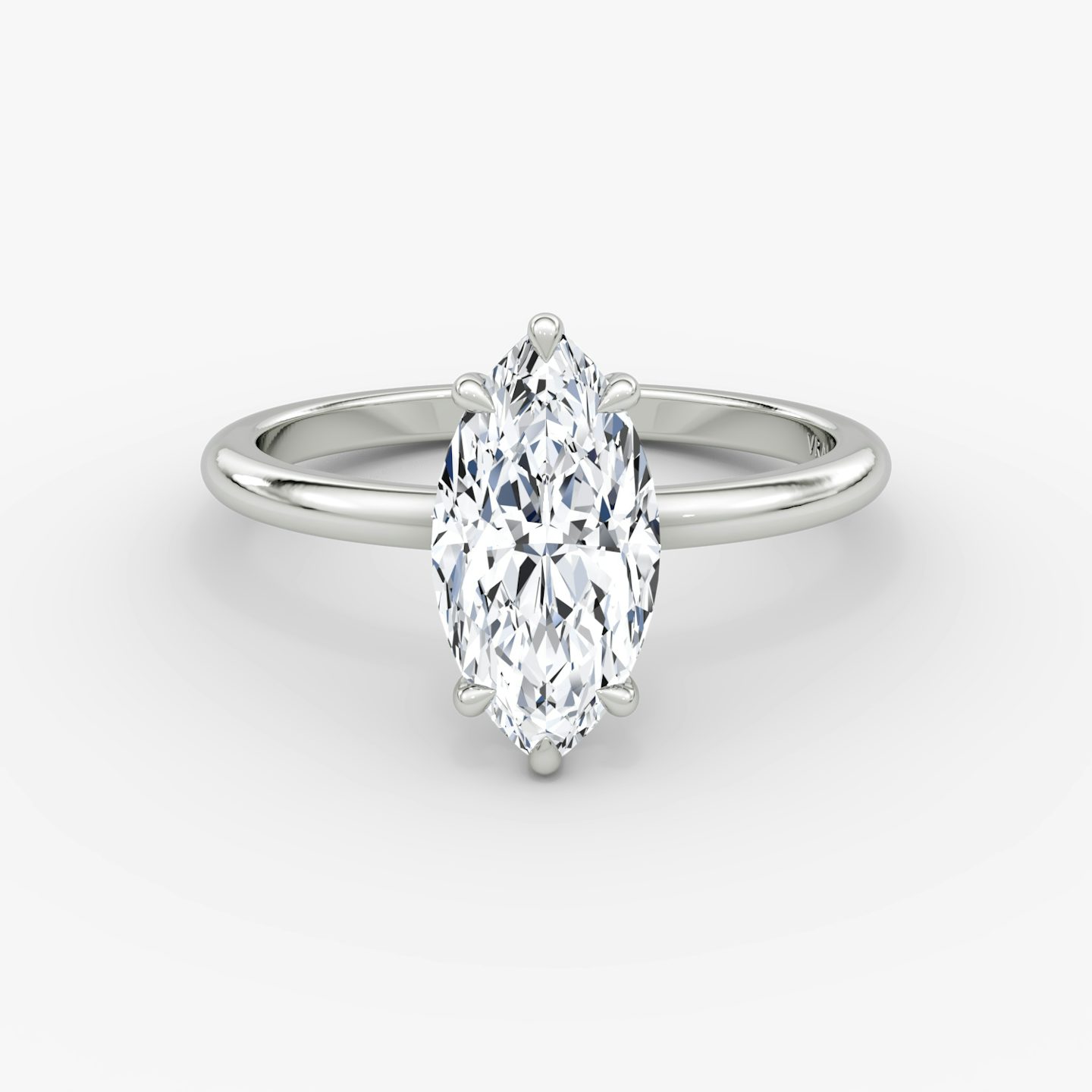 The Signature | Marquise | 18k | White Gold | bandAccent: Plain | bandWidth: standard | hiddenHalo: no | diamondOrientation: vertical | caratWeight: other