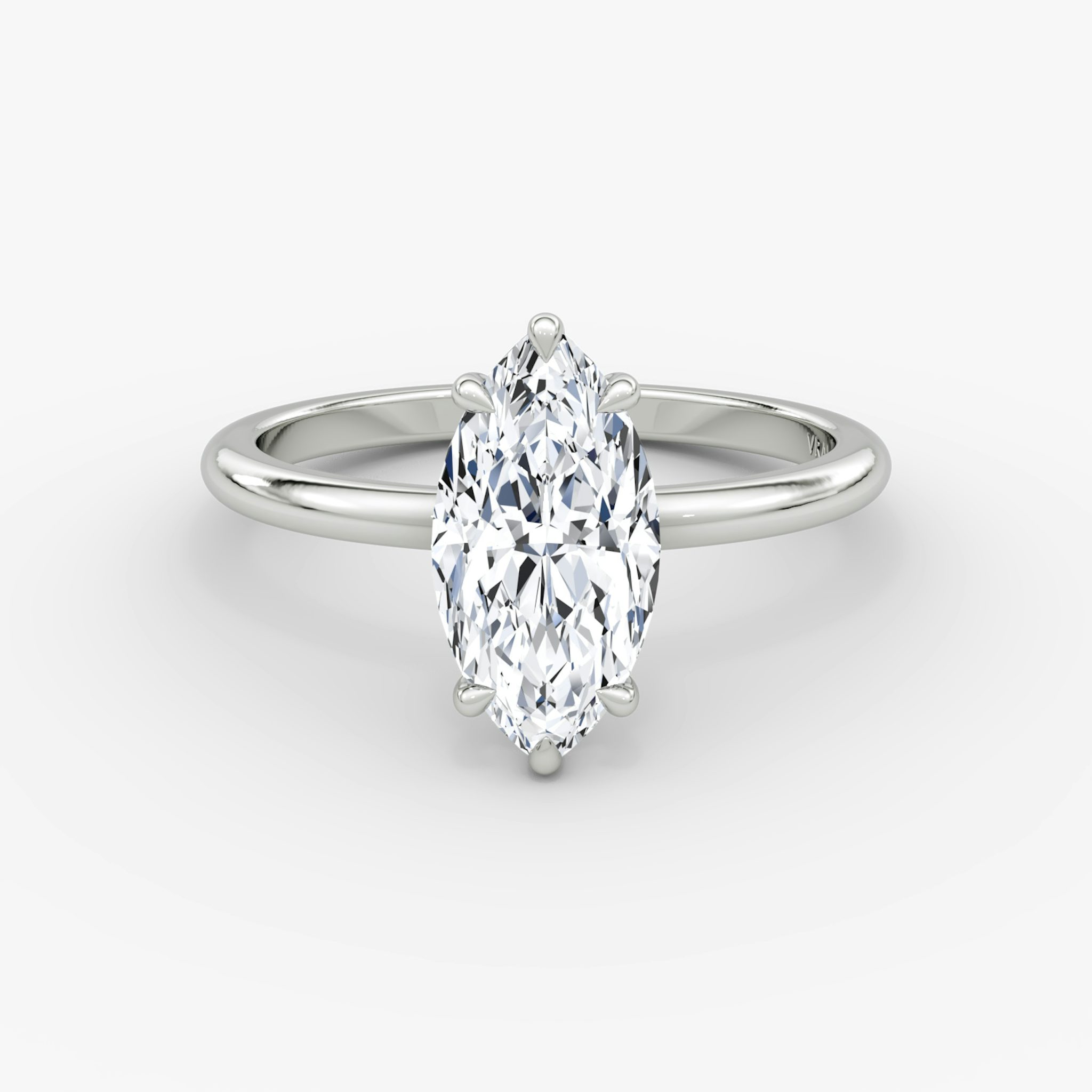 The Signature | Marquise | 18k | White Gold | bandAccent: Plain | bandWidth: standard | hiddenHalo: no | diamondOrientation: vertical | caratWeight: other