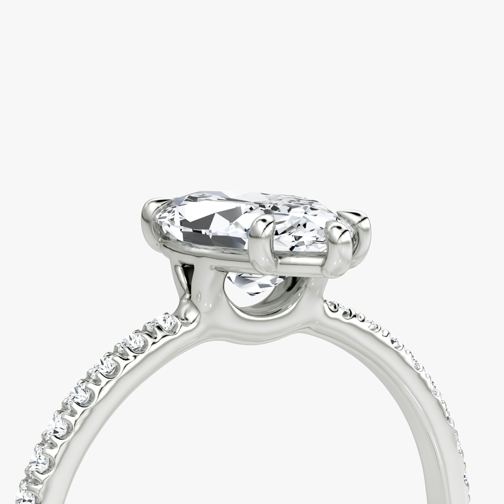 The Signature | Marquise | 18k | White Gold | bandAccent: Pavé | bandWidth: standard | hiddenHalo: no | diamondOrientation: vertical | caratWeight: other