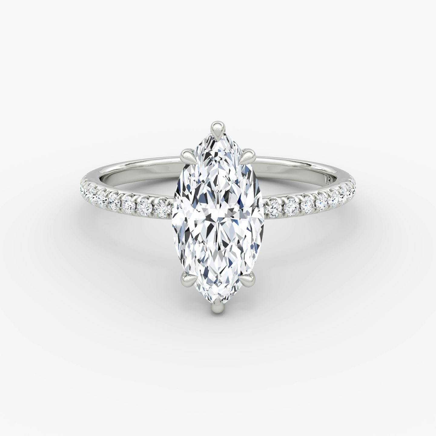 Signature | Marquise | 18k | Weißgold | bandAccent: Mit Pavé-Besatz | bandWidth: standard | hiddenHalo: no | diamondOrientation: vertical | caratWeight: other