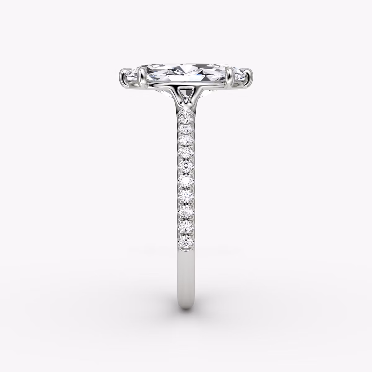 The Signature | Marquise | 18k | White Gold | bandAccent: Pavé | bandWidth: standard | hiddenHalo: no | diamondOrientation: vertical | caratWeight: other
