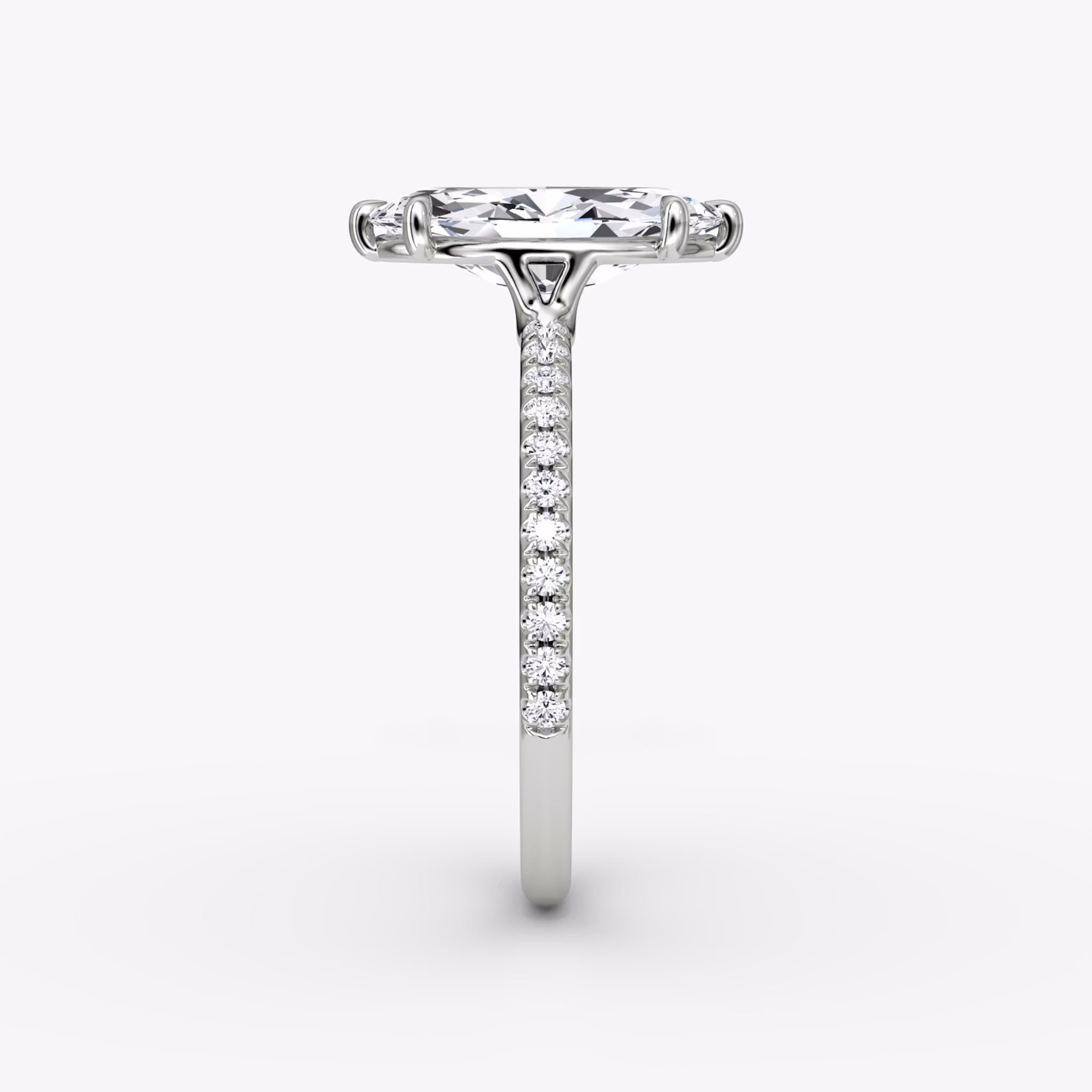 The Signature | Marquise | 18k | White Gold | bandAccent: Pavé | bandWidth: standard | hiddenHalo: no | diamondOrientation: vertical | caratWeight: other