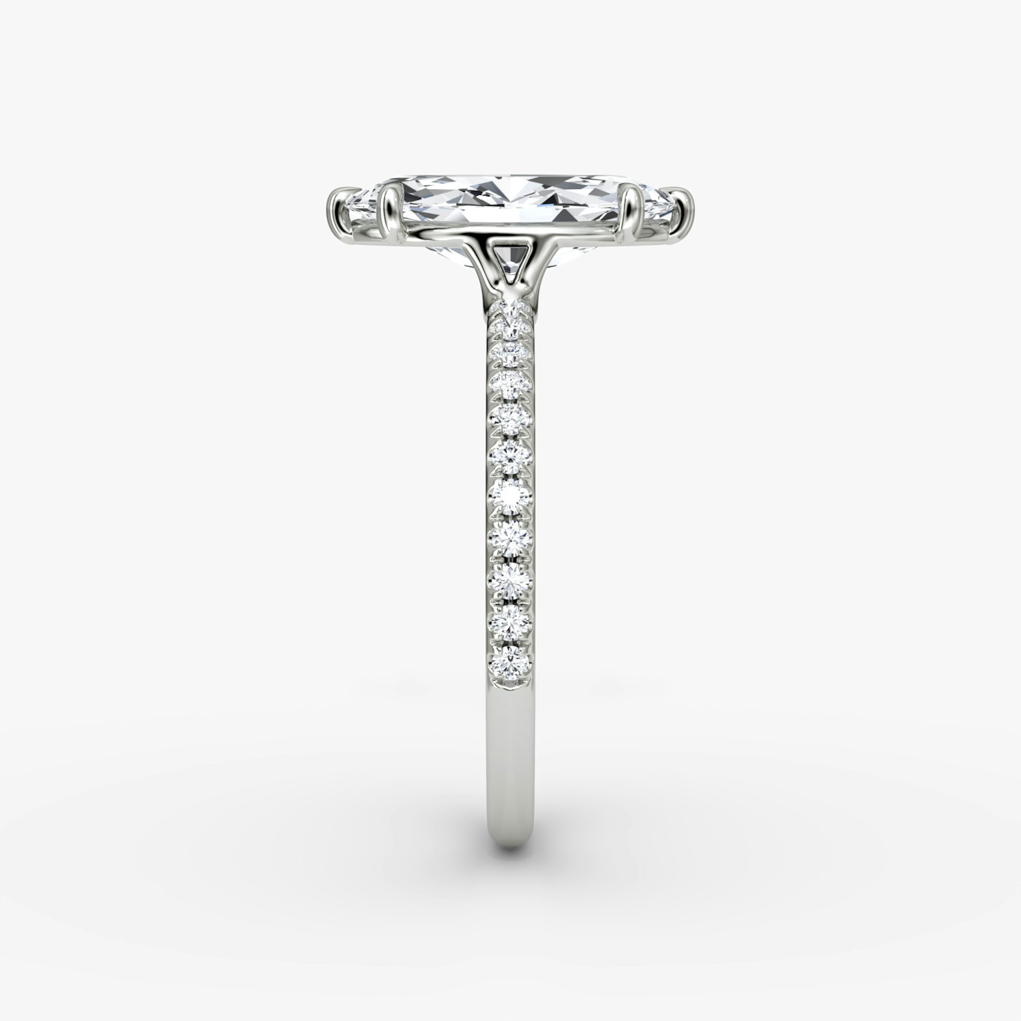 The Signature | Marquise | 18k | White Gold | bandAccent: Pavé | bandWidth: standard | hiddenHalo: no | diamondOrientation: vertical | caratWeight: other