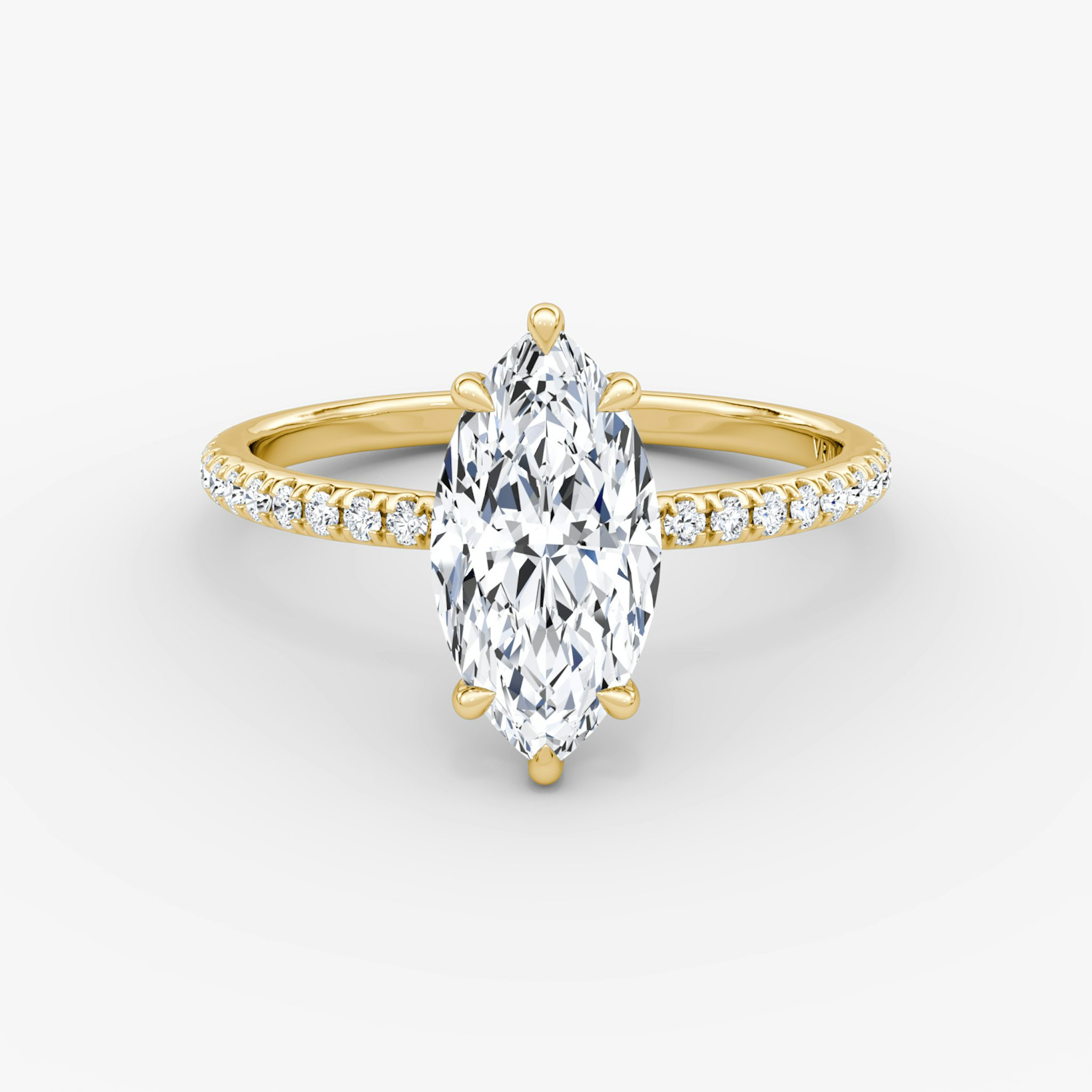The Signature | Marquise | 18k | Yellow Gold | bandAccent: Pavé | bandWidth: standard | hiddenHalo: no | diamondOrientation: vertical | caratWeight: other
