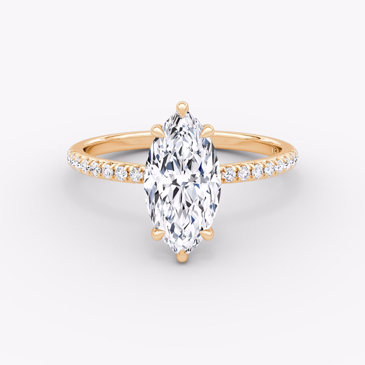 The Signature | Marquise | 14k | Rose Gold | bandAccent: Pavé | bandWidth: standard | hiddenHalo: no | diamondOrientation: vertical | caratWeight: other